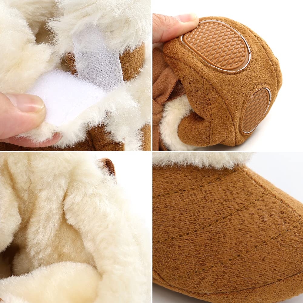 Ohwawadi Cozy Fleece Baby Boots for Boys & Girls - Warm Winter Snow Slippers for Newborns & Toddlers (0-24 Months) - Perfect for Indoor Play, Nursery, and Cold Weather Outings
