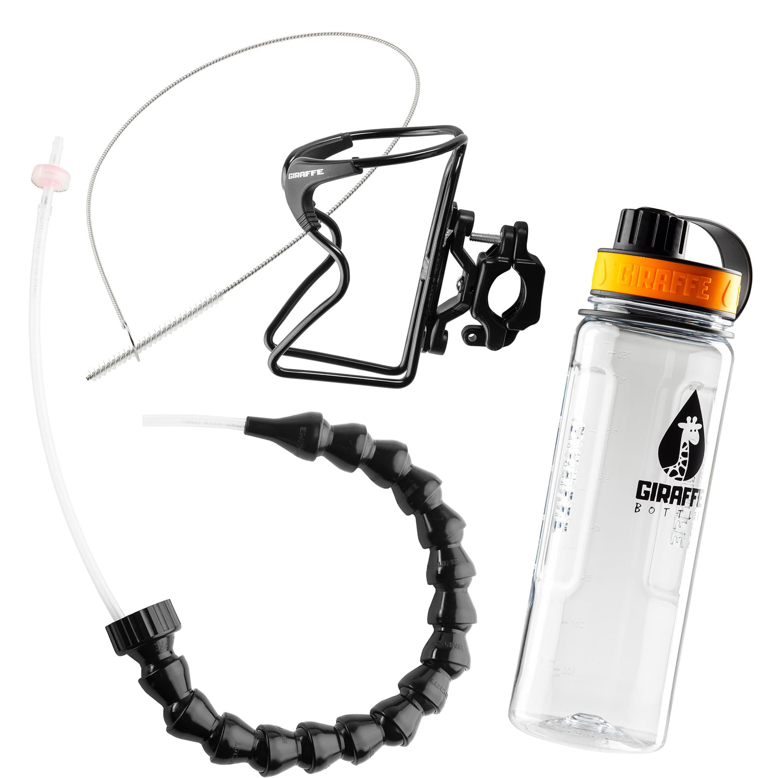 Hands-Free Drinking System with 30 Inch Tube & Bottle Holder - Clear Giraffe Water Bottle for Hiking, Running, and Outdoor Activities