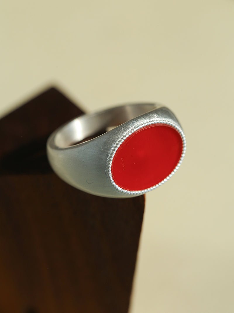 925 Sterling Silver Oval Ring with Red Agate - Matte Finish Semi-Precious Jewelry for Women - Perfect for Everyday Wear, Gifts & Special Occasions