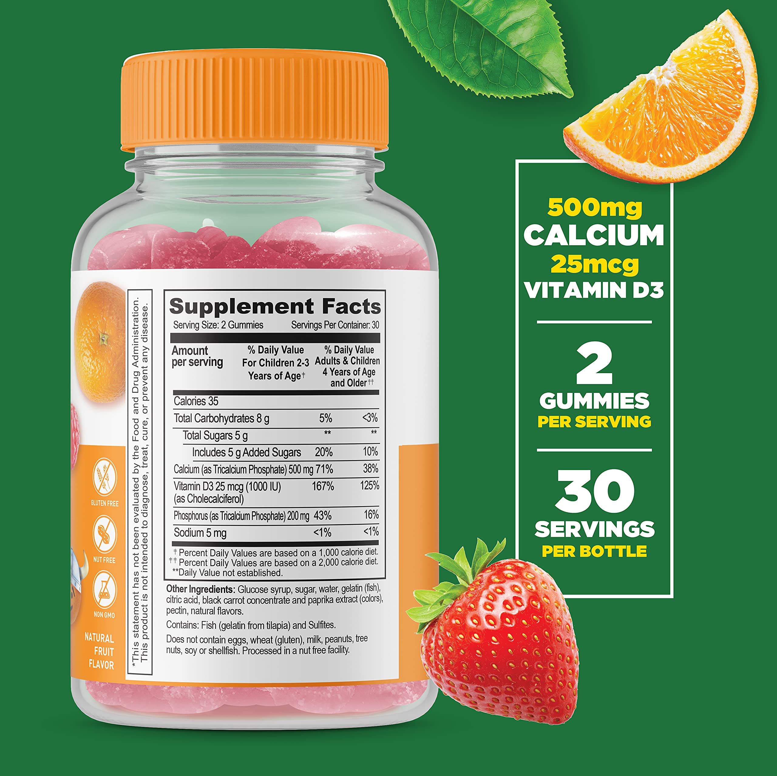 Lifeable Calcium with Vitamin D Kids Gummies Bundle - Tasty Chewable Vitamin Supplement for Strong Bones, Gluten Free & Non-GMO - Perfect for Daily Nutrition & Immune Support for Growing Children