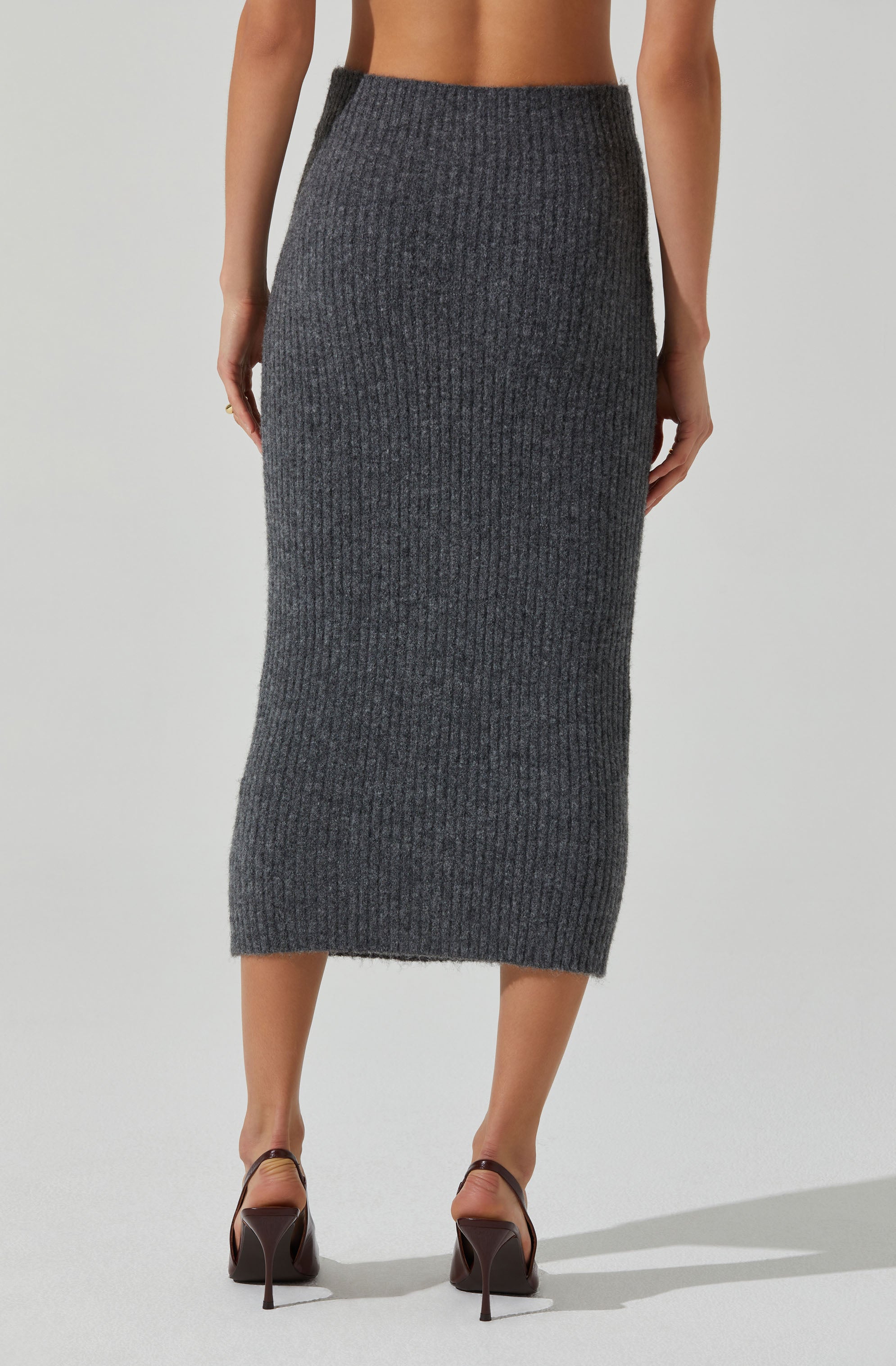 Neve Ribbed Sweater Midi Skirt for Women - Soft Knit Stretch Pencil Skirt - Winter Fall Fashion Outfit for Office, Date Night & Casual Wear
