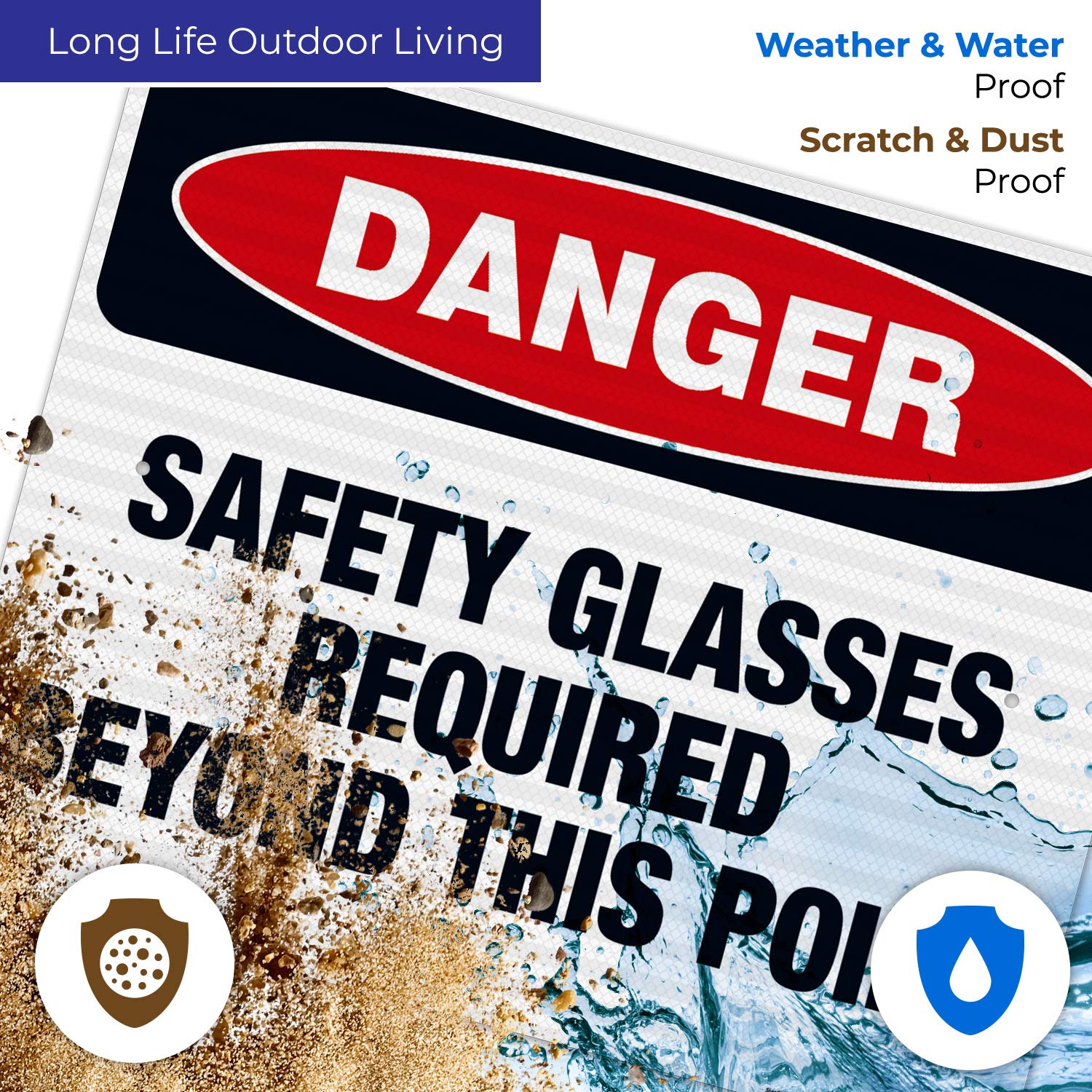 Danger Safety Glasses Required Beyond This Point Sign - OSHA Compliant 24x30 Inches Reflective Aluminum Sign - 3M EGP .080 Thick Fade-Resistant for Indoor/Outdoor Use - Made in USA - Perfect for Construction Sites, Factories & Hazardous Work Areas