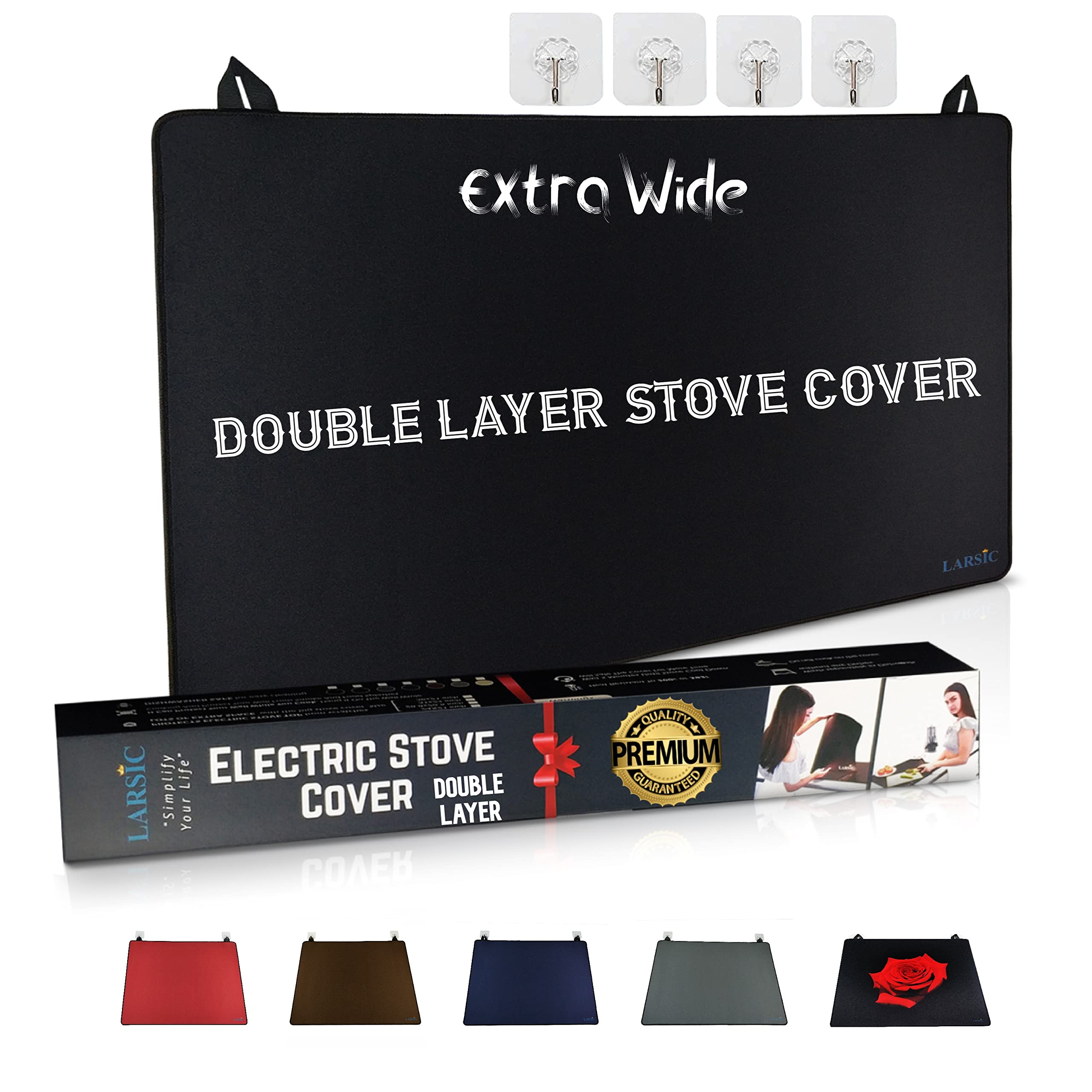 Larsic Stove Cover - Waterproof Anti-Slip Electric Stove Protector for Washer Dryer Top | Foldable Gap Cover Prevents Scratching & Expands Counter Space (28.5