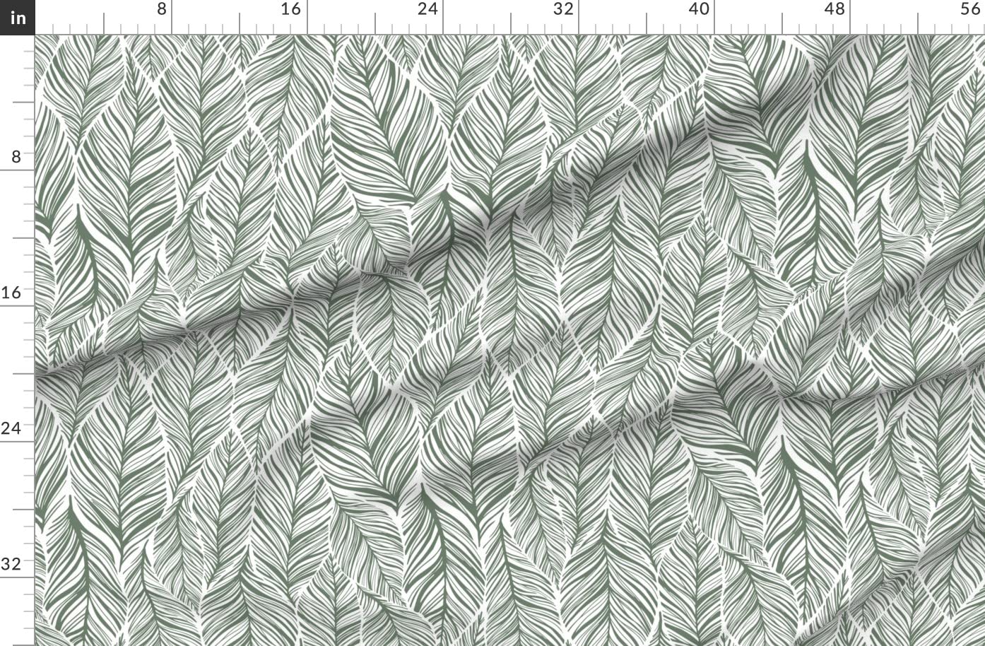 Large Leaves Green Olive Printed Fleece Fabric by The Yard - Soft & Durable for Sewing Blankets, Loungewear, DIY No-Sew Projects - Perfect for Home Decor, Baby Clothes & Cozy Crafts