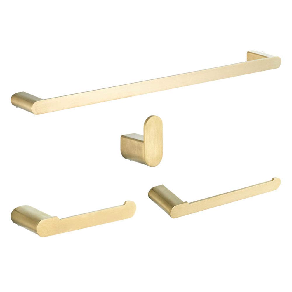 Stainless Steel 4-Piece Bathroom Accessory Set - Wall Mounted Towel Bar, Toilet Paper Holder & Hooks for Modern Bathroom Decor - Perfect for Home, Hotel & Spa Use