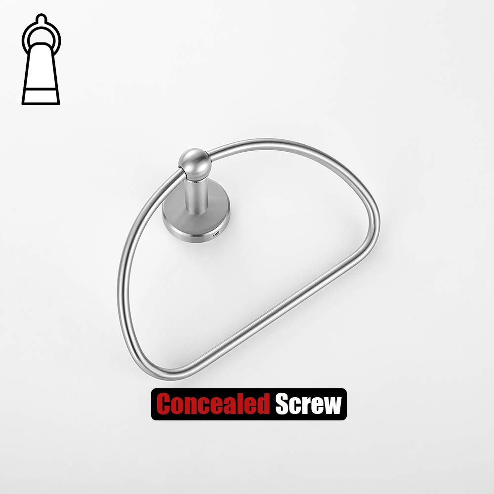 Stainless Steel Towel Ring Holder - 7 Inch Brushed Nickel Wall Mount Bathroom Accessory (TR160-BN) - Perfect for Modern Bathrooms & Powder Rooms