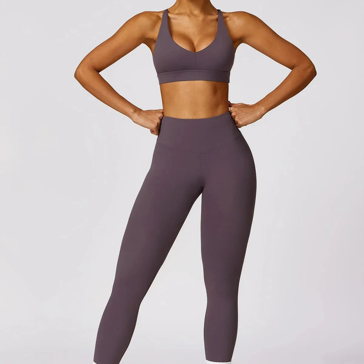 Women's 2-Piece Yoga Set - Short Sleeve Sports Bra & High Waist Gym Leggings - Workout Outfit for Fitness, Yoga & Activewear | Perfect for Gym, Running & Home Exercise