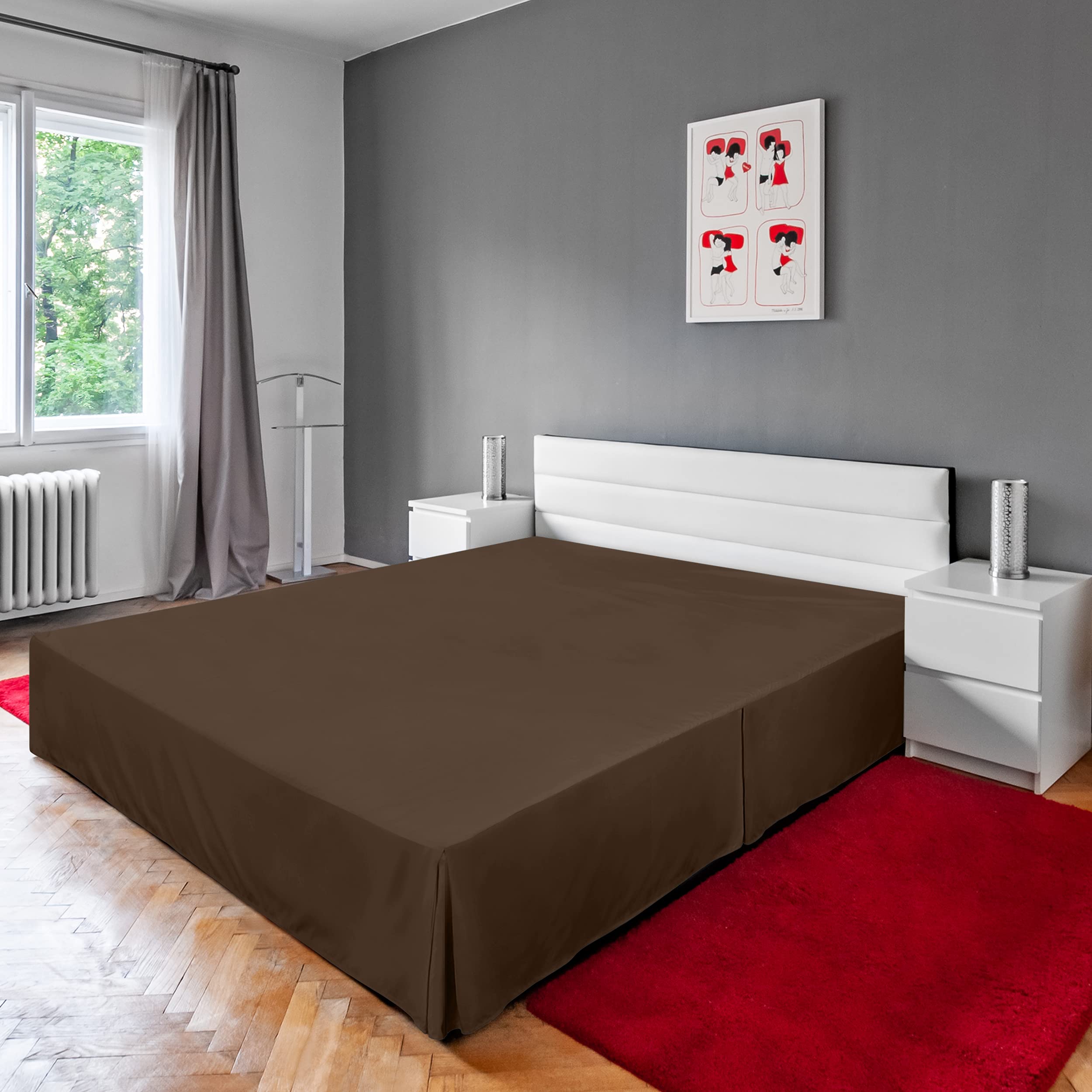 Utopia Bedding King Size Bed Skirt - Soft Quadruple Pleated Ruffle Design - 16 Inch Tailored Drop for Perfect Fit - Hotel Quality, Shrinkage & Fade Resistant (King, Brown) - Ideal for Master Bedrooms, Guest Rooms & Luxury Hotel Decor