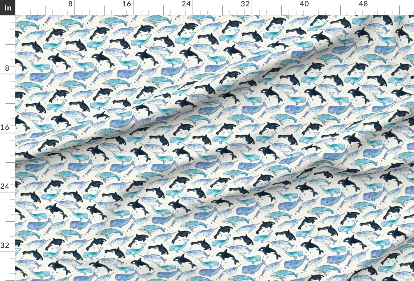 Whale & Narwhal Ocean Bubbles Printed Minky Fabric by The Yard - Soft Plush Fabric for Sewing Baby Blankets, Quilt Backing, Plush Toys & DIY Crafts - Underwater Sea Theme Nursery Decor & Kids Room Design