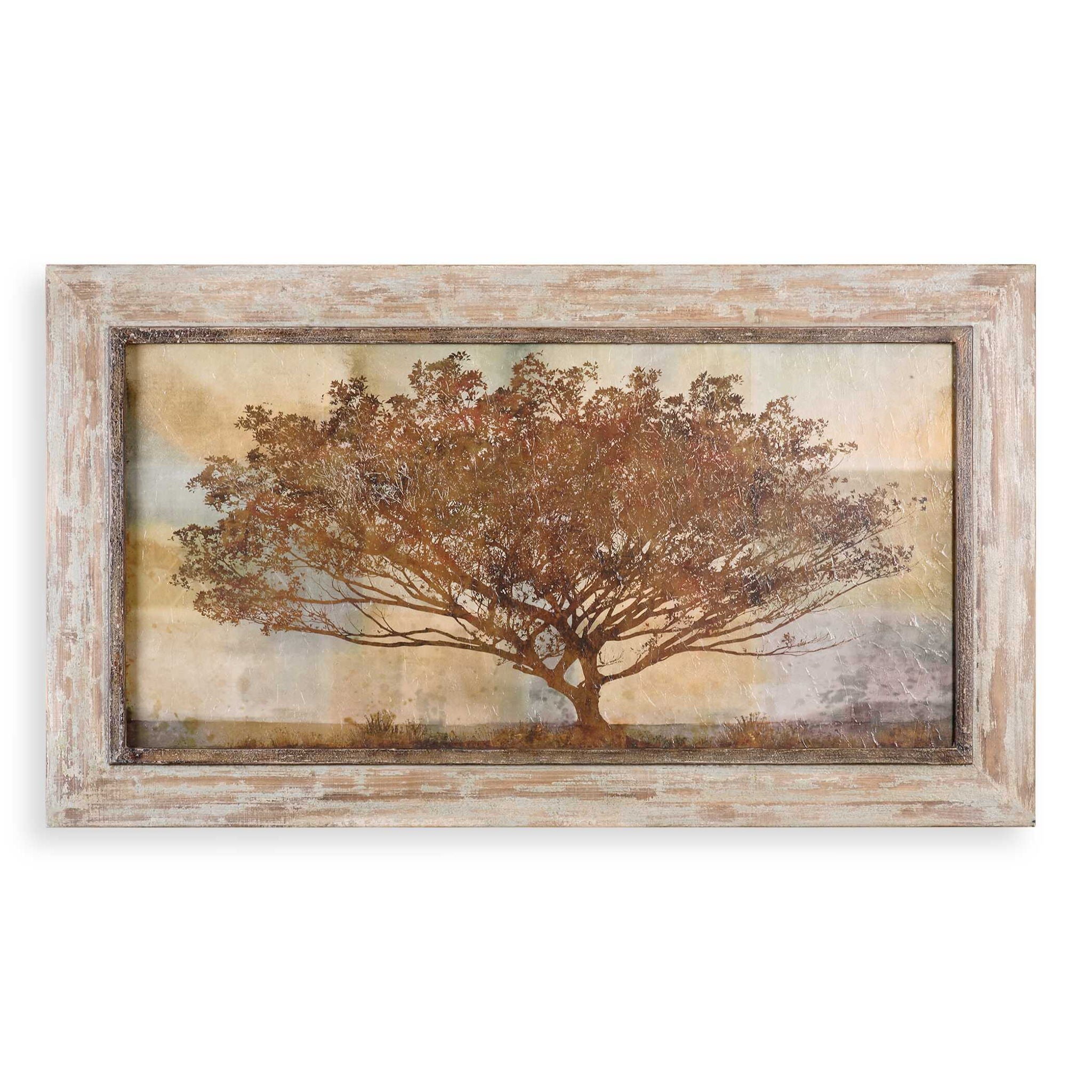Autumn Radiance Sepia Framed Art Print - Vintage Light Brown Wall Decor for Living Room, Bedroom & Office