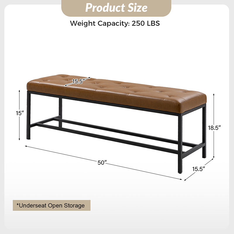 Johannes Upholstered Bench - Stylish Storage Ottoman with Tufted Cushion, Modern Entryway Bench for Bedroom, Living Room & Hallway - Perfect for Seating, Storage & Home Decor
