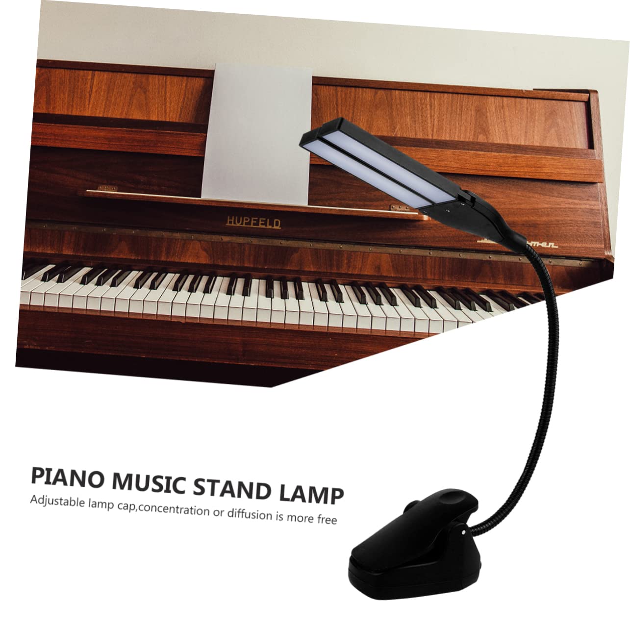 Alasum Adjustable LED Desk Lamp with Flexible Gooseneck & Clip - Rechargeable Battery Operated, Dimmable Task Light for Workbench, Piano, Music Stand, Reading & Office Use