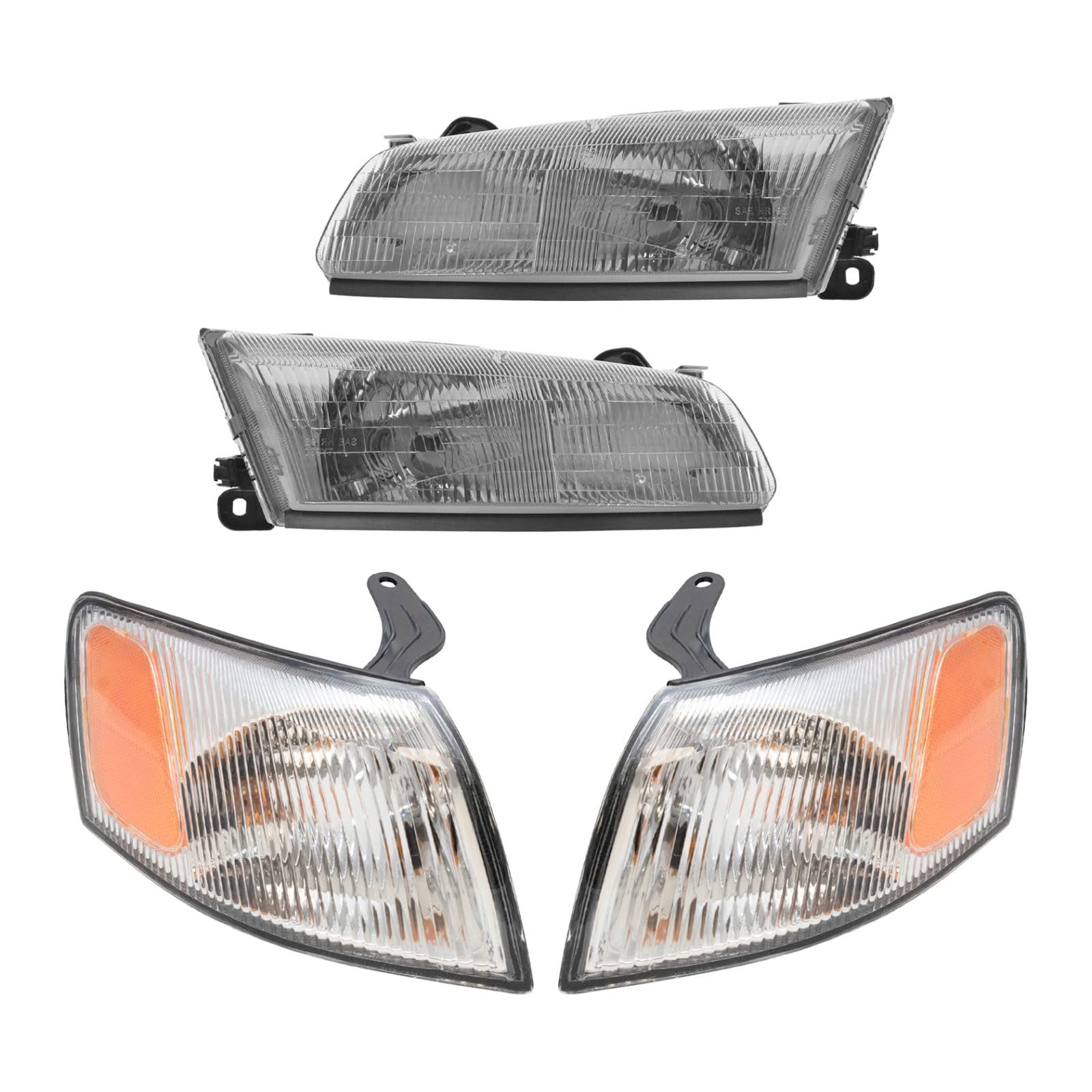 97-99 Toyota Camry Replacement Headlights, Headlamps & Corner Parking Lights Kit - Durable LED Bright Headlight Assembly for Night Driving & Off-Road Use