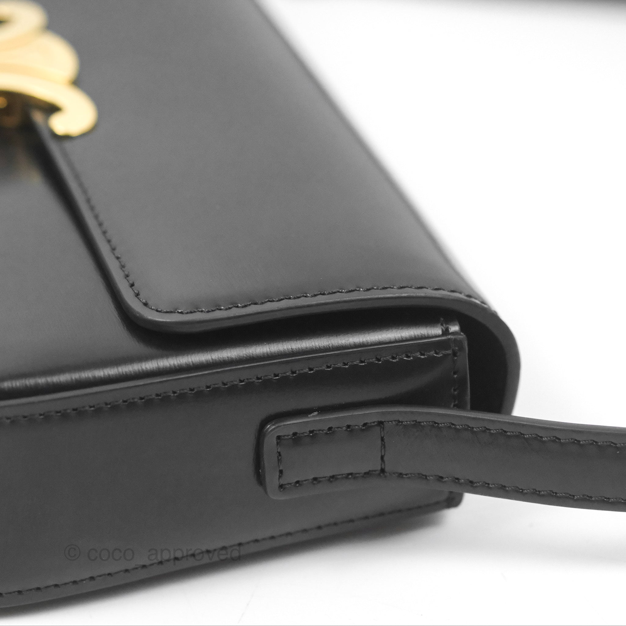 Celine Triomphe Shoulder Bag in Black Calfskin Leather - Luxury Designer Handbag for Women, Perfect for Work, Travel & Evening Events