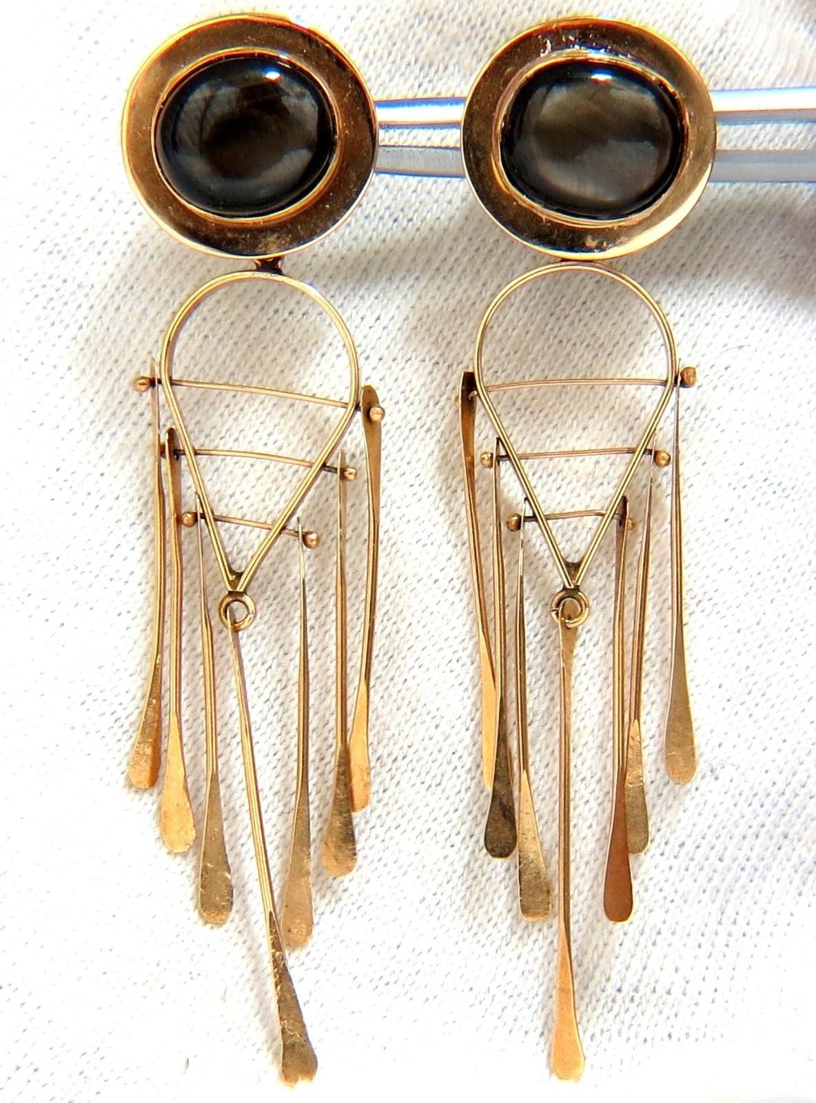 Art Deco Black Star Symbolic Dangle Earrings - 14K Gold Vintage Style Drop Earrings for Women - Perfect for Parties, Weddings & Evening Events