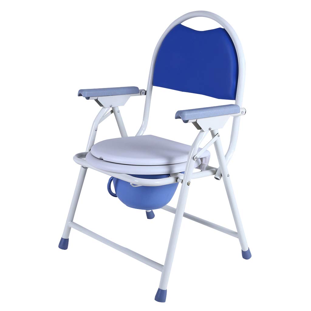 Foldable Commode Chair with Safety Steel Frame - Portable Bath Toilet Seat for Seniors & Disabled - Tool-Free Assembly - Ideal for Elderly Care, Pregnancy, and Post-Surgery Recovery (Homecare & Medical Use)