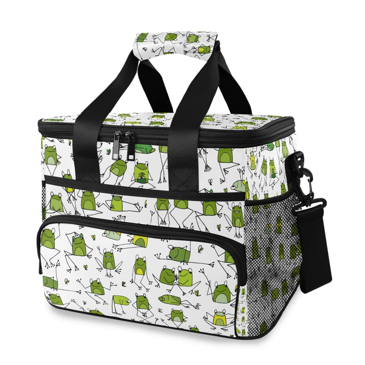 Insulated Lunch Bag with Cute Frog Design - Reusable, Waterproof & Leakproof Cooler Tote for Work, School & Picnic - Adjustable Shoulder Strap for Men & Women - Perfect for Office Lunches, Outdoor Activities and Daily Commute