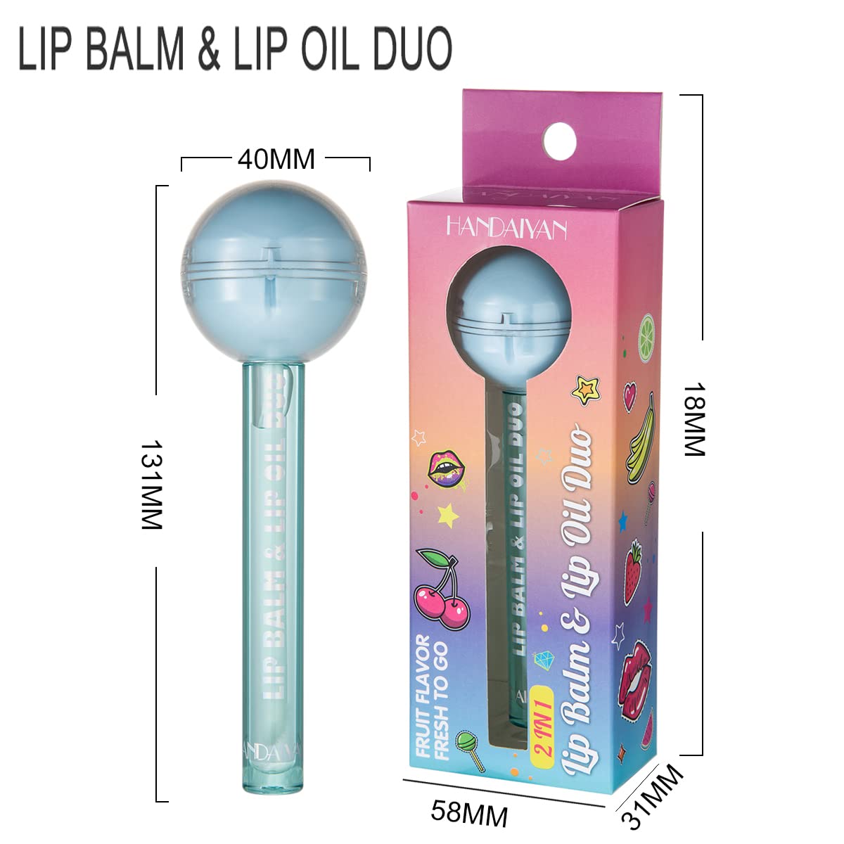 AKARY Lip Gloss & Lip Balm Combo Set - Lollipop Chameleon Lip Gloss, Hydrating Chapstick & Lip Oil Duo - Moisturizing Jelly Lip Glaze with Shine for Women & Girls (Orange) - Perfect for Daily Wear, Parties & Gift Giving