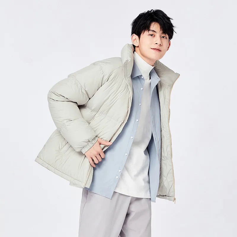 Men's Waterproof Down Jacket Winter Warm Lightweight Comfortable Stand Collar Thick Puffer Coat - Perfect for Outdoor Activities, Skiing, and Cold Weather