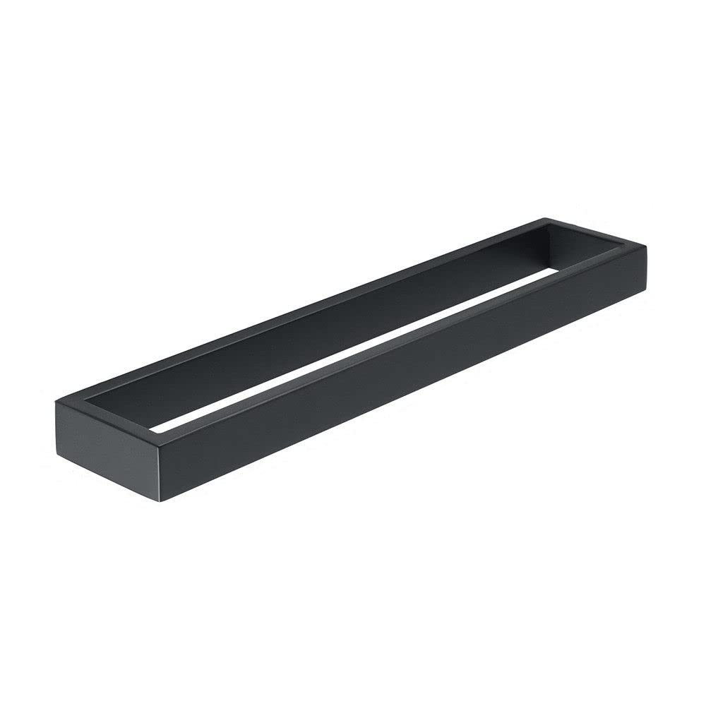 20/30/40/50cm Black Matte 304 Stainless Steel Wall-Mounted Self-Adhesive Towel Holder Ring - Bathroom Towel Rail Bar for Kitchen, Spa & Home Decor