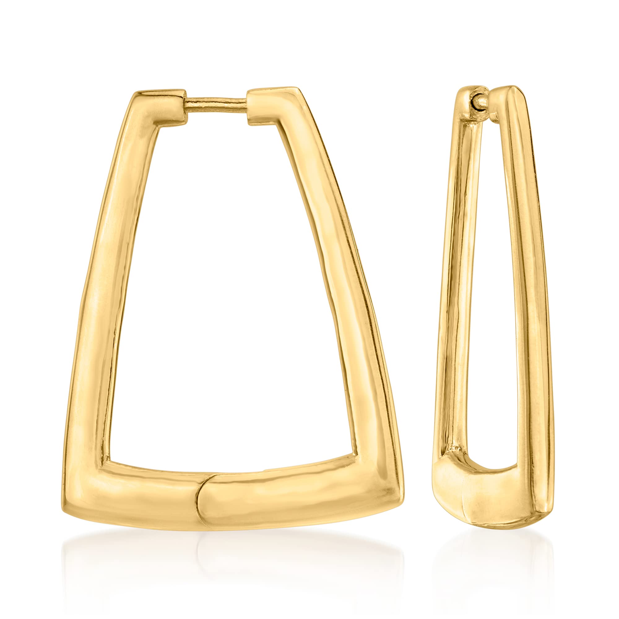 Ross-Simons Italian 18kt Gold Over Sterling Silver Geometric Hoop Earrings for Women - Elegant Everyday Jewelry Gift for Her, Perfect for Parties, Weddings & Office Wear