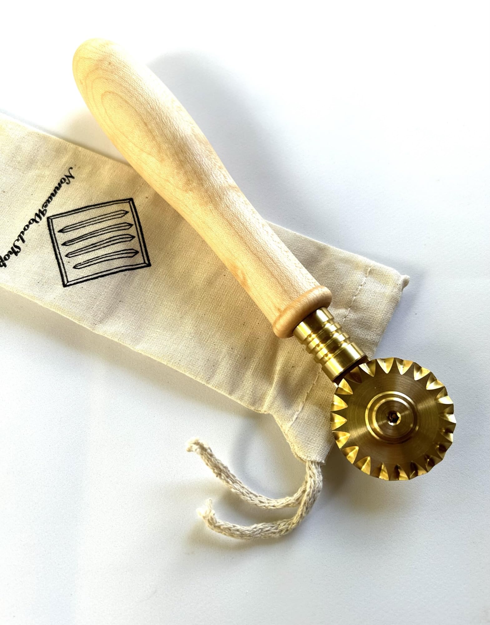 Premium Brass Pasta Wheels - Nonna's Handcrafted Fluted Cutters with Maple Handle | Perfect for Homemade Pasta, Ravioli & Italian Cooking Gifts