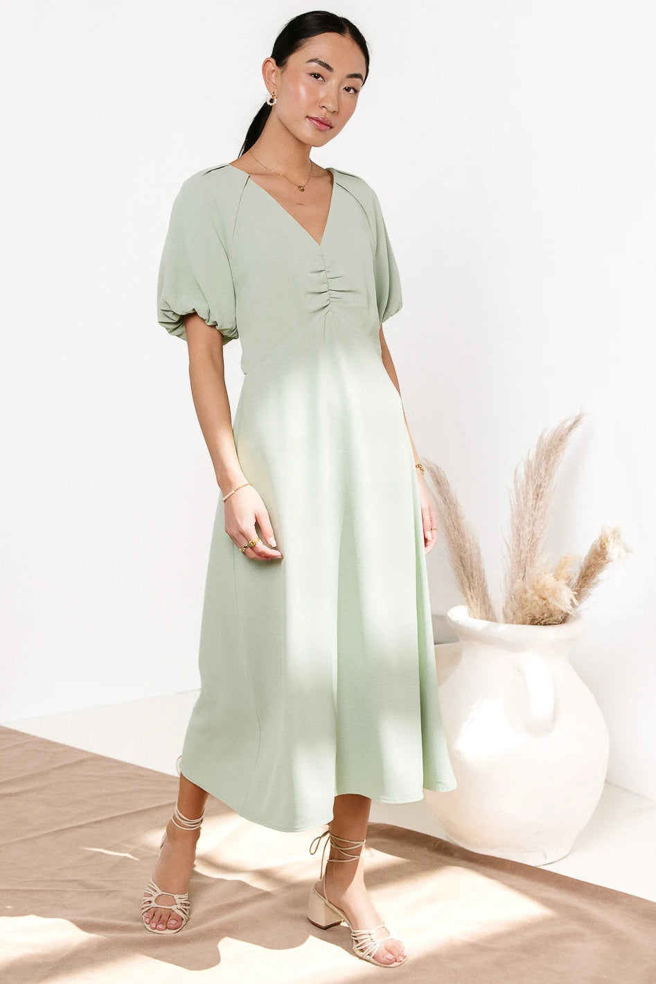 Maeve Midi Dress in Mint Green | Flowy Summer Dress for Women | Perfect for Beach Vacations, Brunch Dates & Outdoor Weddings