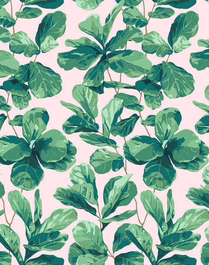 Nathan Turner Pink Fiddle Leaf Fig Wallpaper - Elegant Botanical Peel and Stick Wallpaper for Living Room, Bedroom, or Nursery Decor