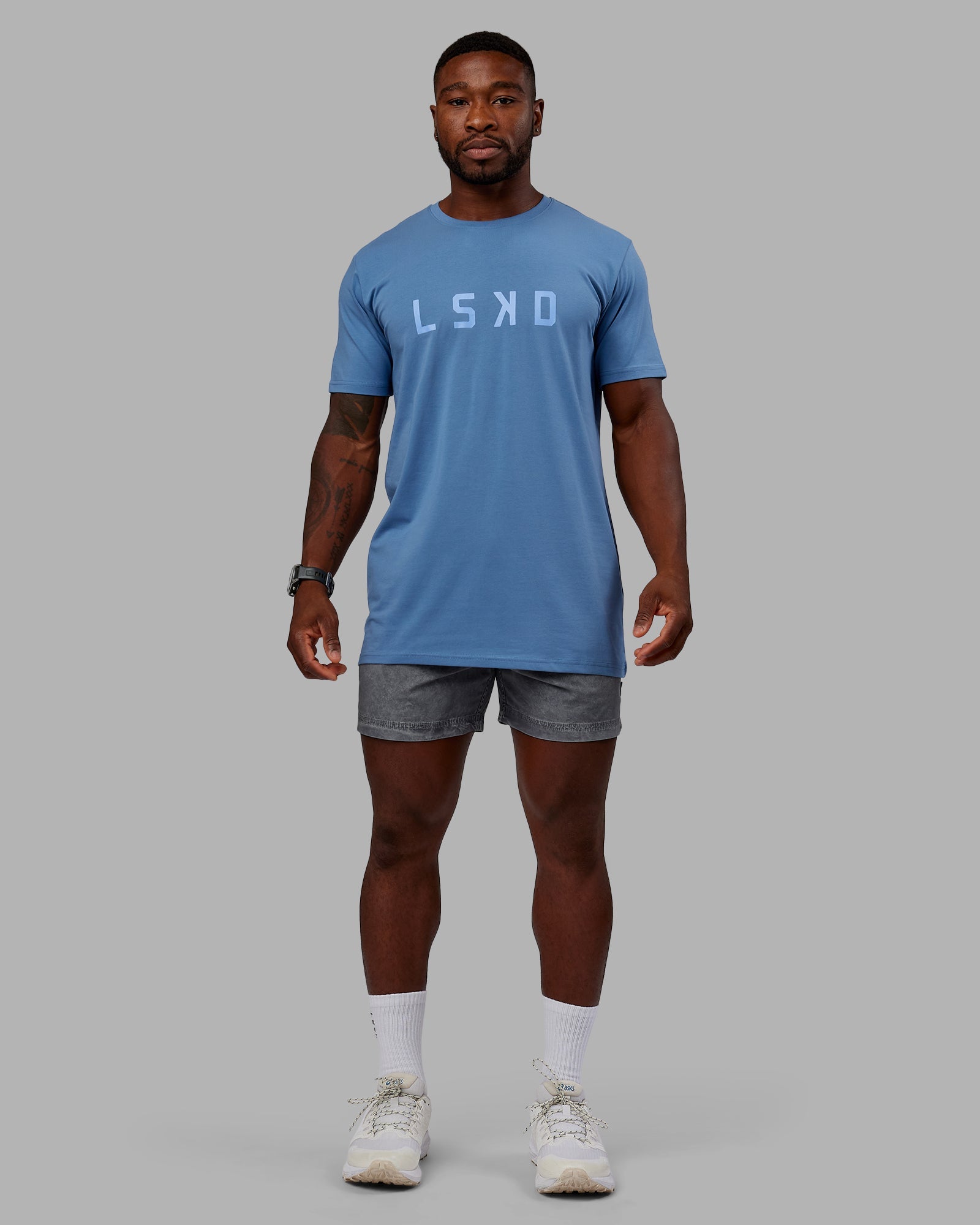 Premium FLX Cotton Tee - Soft & Breathable Men's T-Shirt in Elemental Blue & Arctic Blue | Casual Wear, Gym, Outdoor Activities