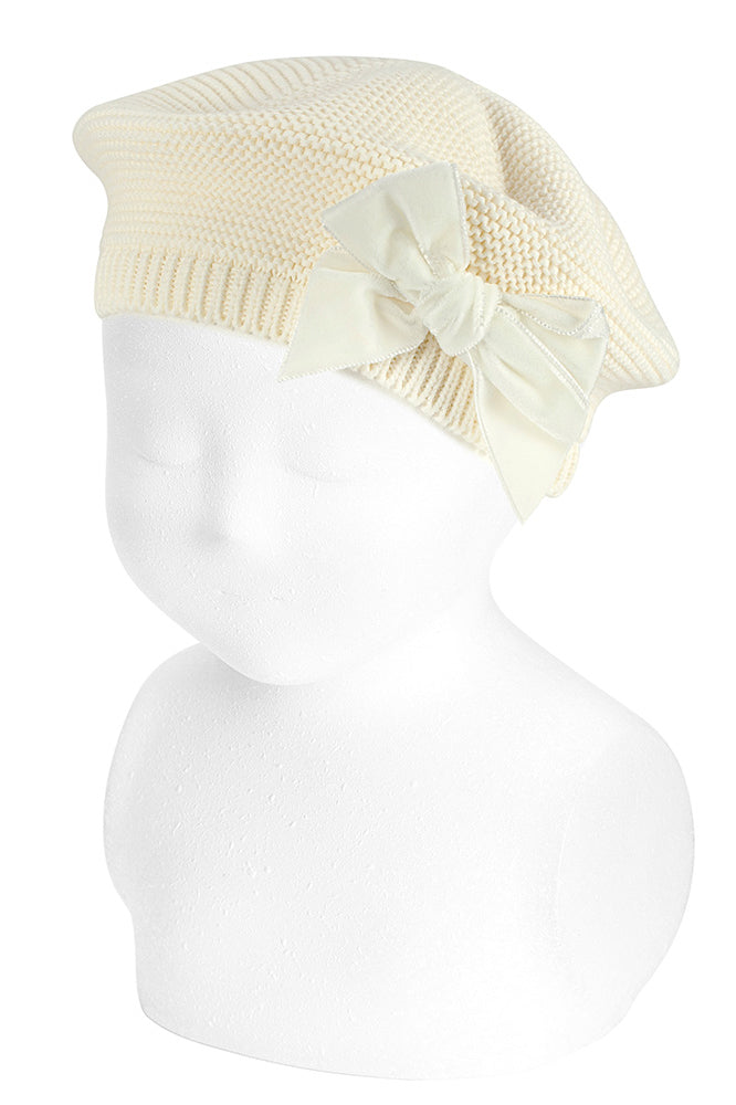Luxury Cream Velvet Bow Beret Hat for Women - Elegant Winter Fashion Accessory for Parties, Weddings & Photo Shoots