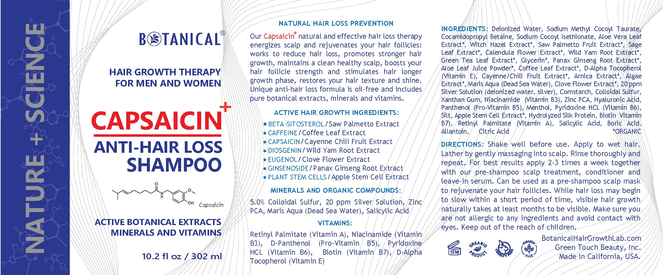 Botanical Hair Growth Therapy for Men & Women - Capsaicin Anti-Hair Loss Pre-Shampoo Scalp Treatment | Thinning Hair Prevention Shampoo & Conditioner | Promotes Natural Hair Growth for Thicker, Fuller Hair | Perfect for Daily Hair Care Routine & Scalp Health Maintenance