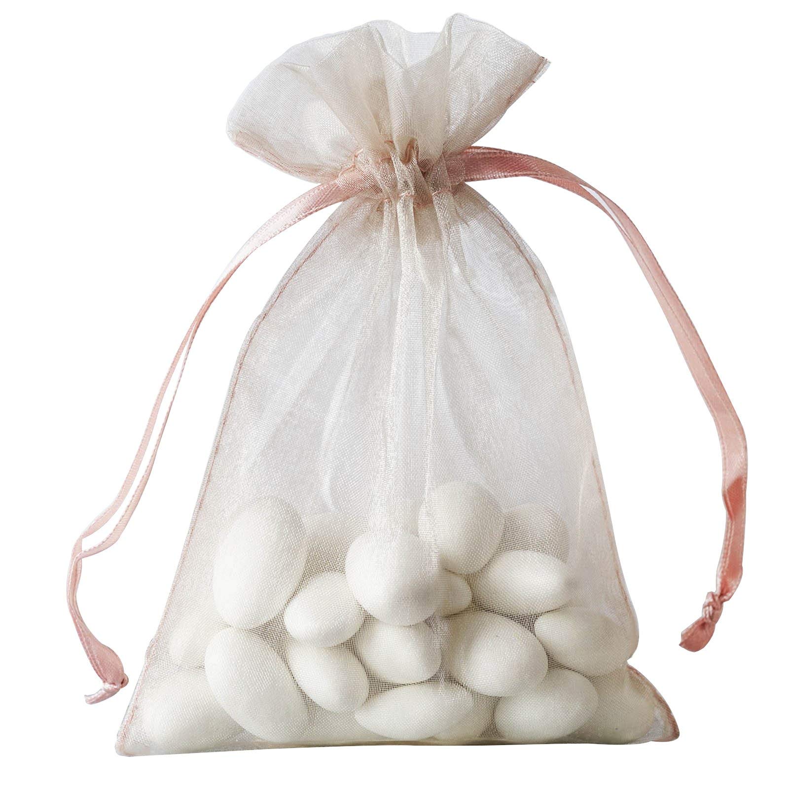 50 Pcs 4x6 Inch Mauve Organza Drawstring Bags - Wedding Favors, Jewelry Pouches, Candy Gift Bags for Bridal Shower, Baby Shower & Party Decorations