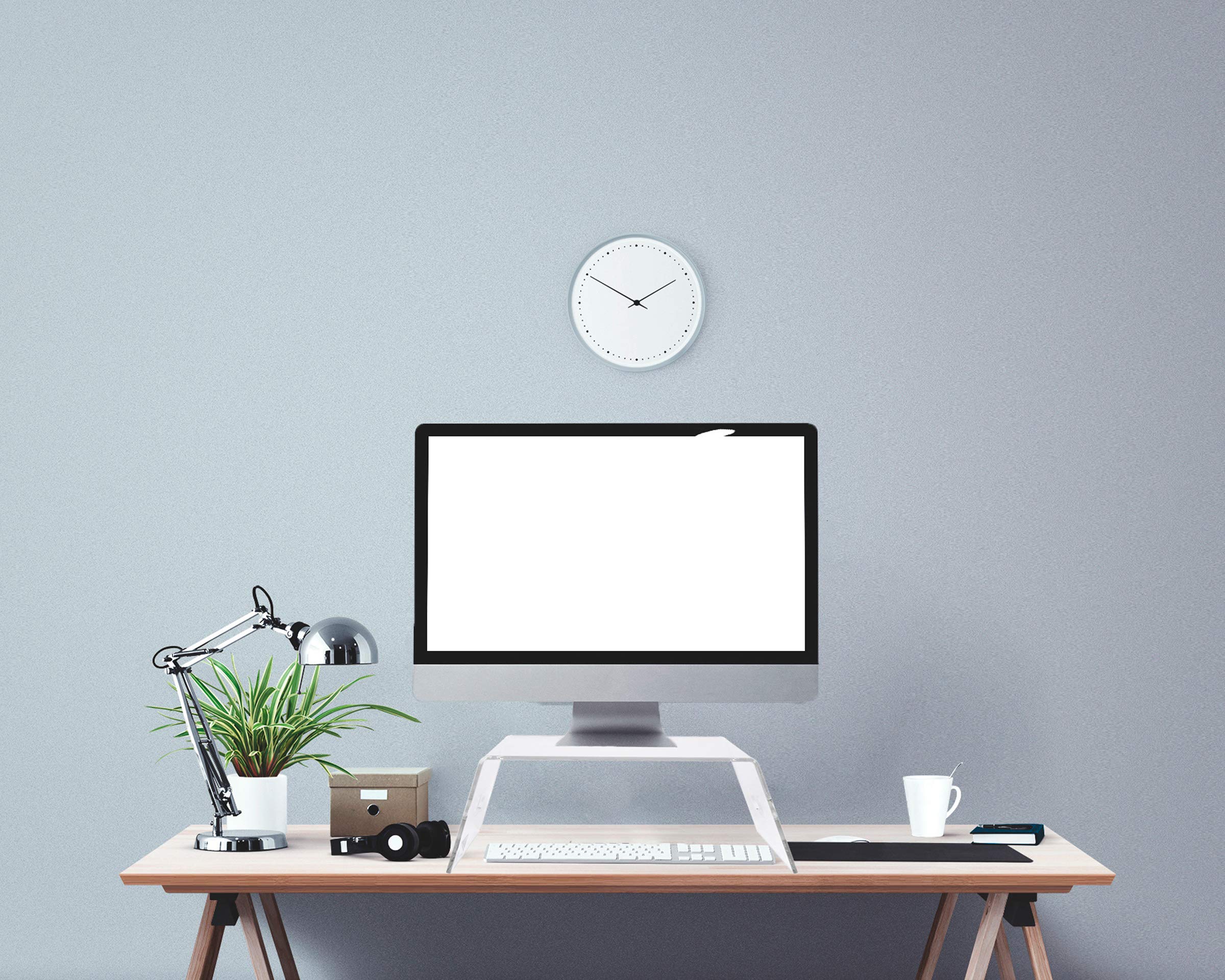 Clear Acrylic Monitor Stand & Laptop Riser for Desk - Ergonomic Computer Stand for Home Office, Bedroom, or Outdoor Workspace - Perfect for Improving Posture and Desk Organization