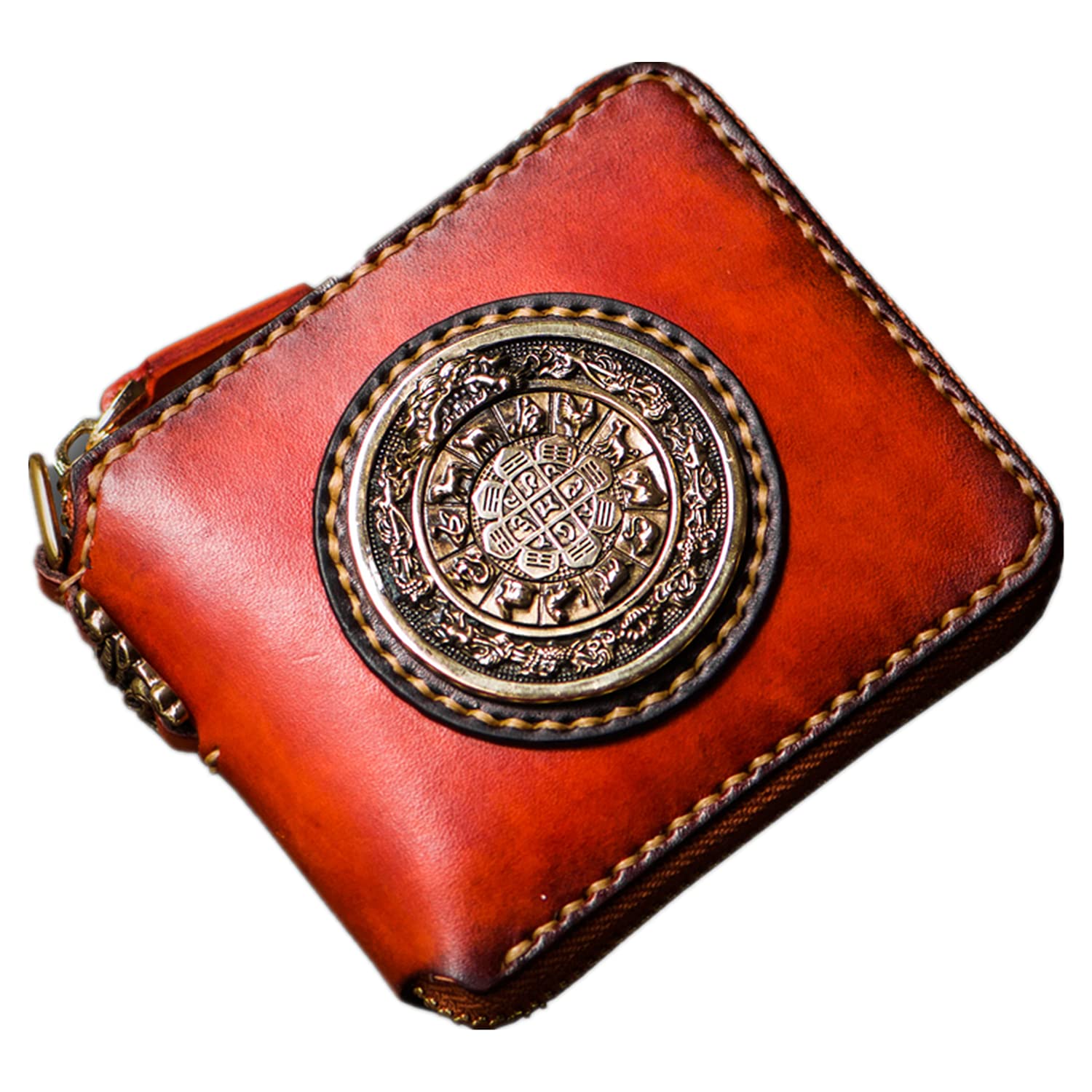 Nine Palaces Gossip Genuine Cowhide Zip Around Wallet with Zipper Clutch & Multiple Card Slots - Stylish Unisex Purse for Men & Women | Perfect for Everyday Use, Travel & Gift Giving