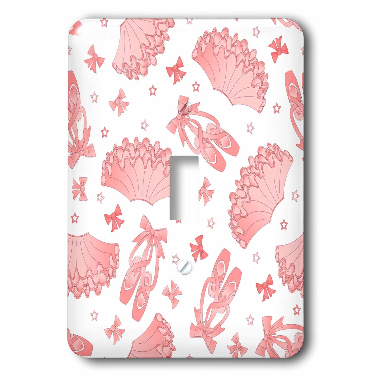 3D Rose Cute Ballet Pattern Pink and White Light Switch Cover - Decorative Wall Plate for Bedroom, Nursery, Kids Room & Home Decor