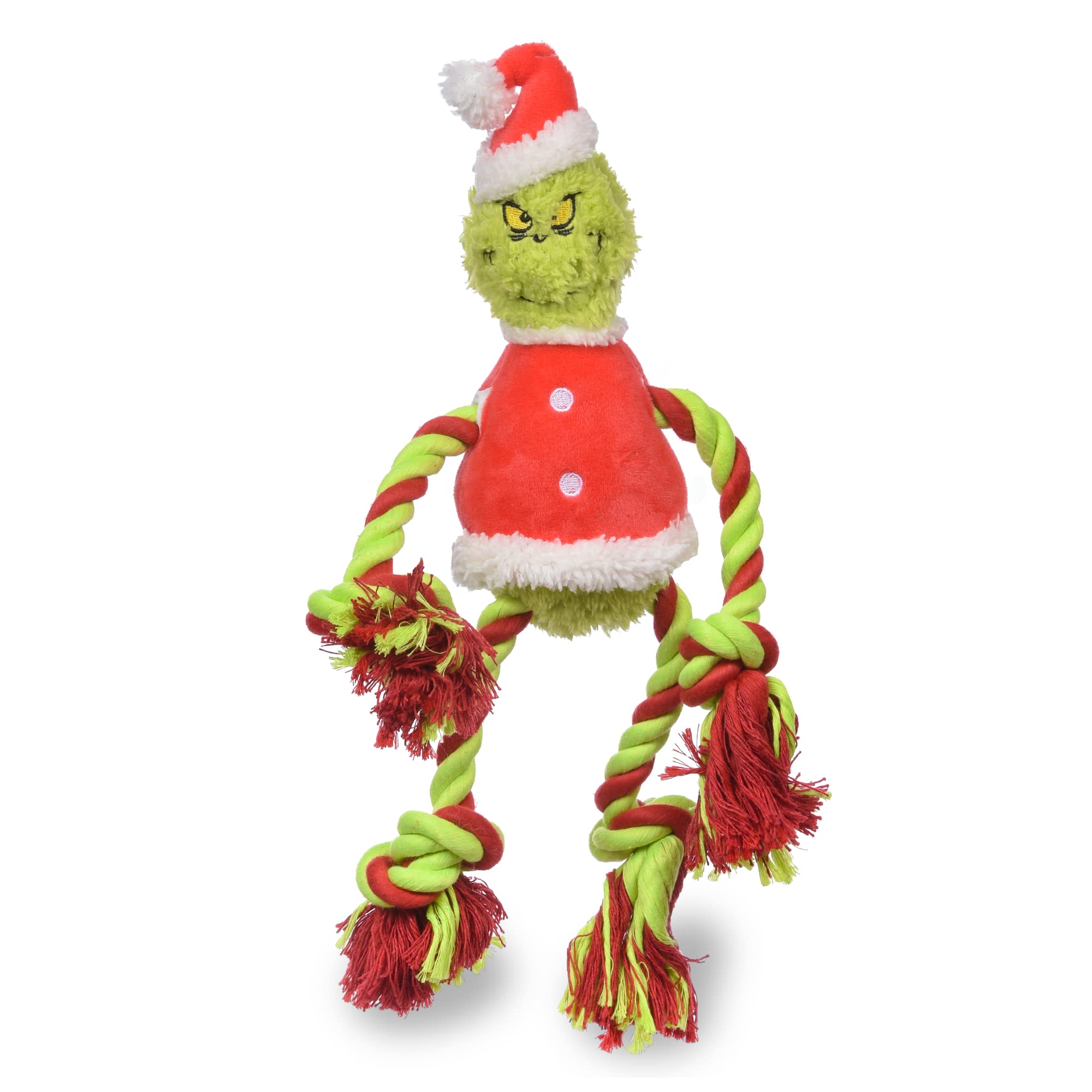 Dr. Seuss The Grinch Plush Dog Toys - Christmas Stocking Stuffers for Pets | Squeaky, Chew & Rope Toys for Holiday Playtime | Perfect for Puppies & Dogs During Christmas Celebrations