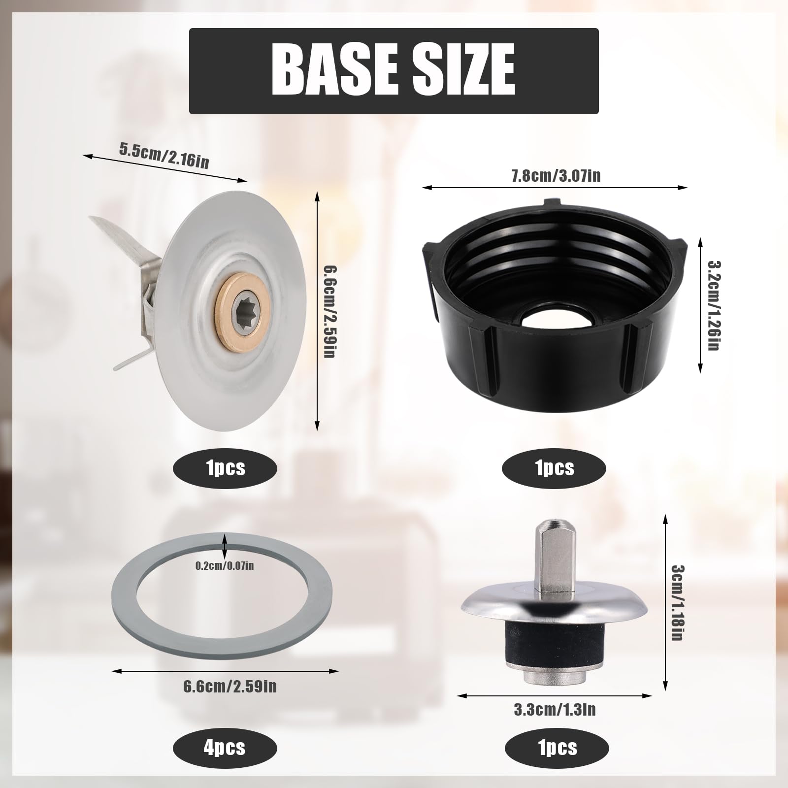 7-Piece Oster Blender Replacement Parts Set - Ice Blade, Jar Base Cap, Coupling Stud, Slinger Pin & 4 Rubber Gaskets - Compatible with Osterizer Blenders | Perfect for Smoothies, Shakes & Crushing Ice at Home