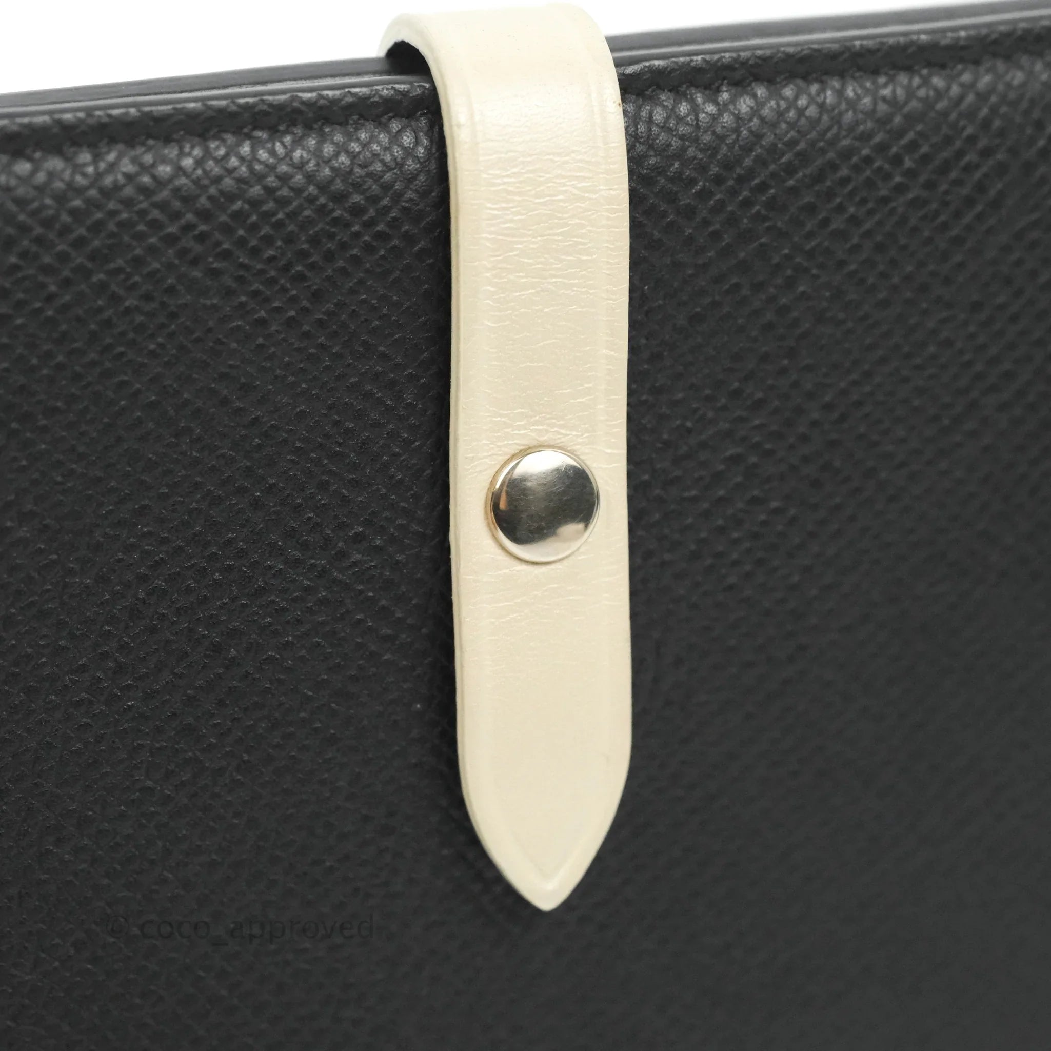 Celine Medium Strap Wallet in Grained Calfskin - Black & Cream Crossbody Bag for Women | Perfect for Everyday Use, Travel & Shopping