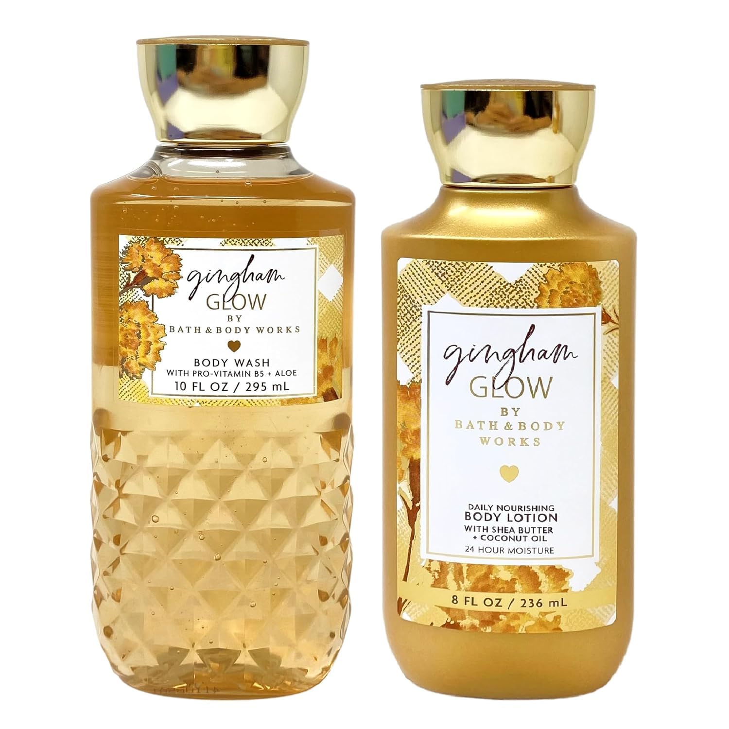 Gingham Glow Duo Gift Set - Moisturizing Body Wash & Hydrating Body Lotion - Perfect for Spa Day, Self Care & Romantic Gifts - 12oz Each (Lavender Scent)
