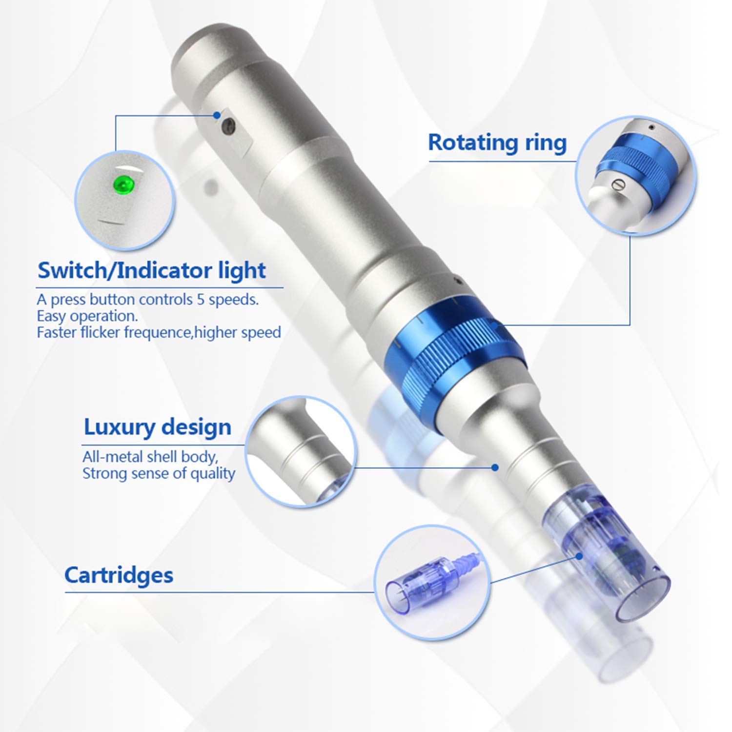 4Beauty Therapy Ultima A6 Professional Skin Care Device - 12 Pin & 36 Pin Cartridges for Face & Body - Anti-Aging, Wrinkle Reduction & Skin Tightening - Perfect for Home Spa & Professional Use