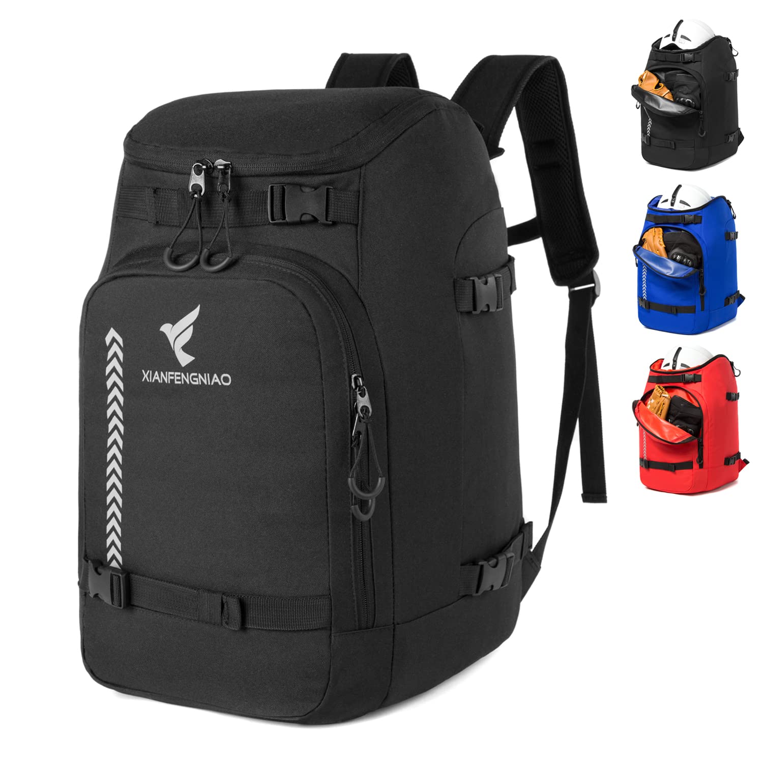 XIANFENGNIAO 50L Waterproof Ski Boot Backpack - Travel Bag for Ski & Snowboard Boots, Helmet, Goggles, Gloves & Accessories - Durable Gear Storage for Men, Women & Youth - Perfect for Ski Trips & Winter Sports Adventures