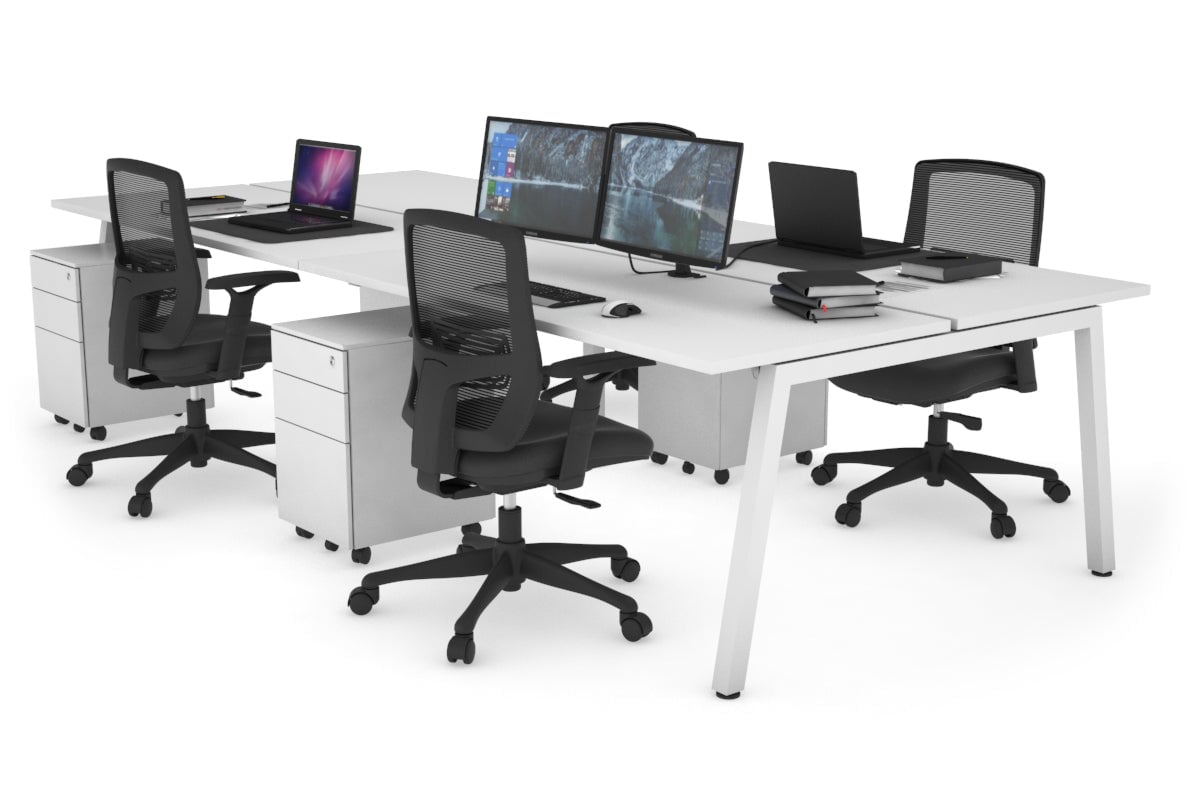 Quadro 4-Person Office Workstation Desk - 1800L x 700W Dimensions - Perfect for Team Collaboration & Open Office Spaces