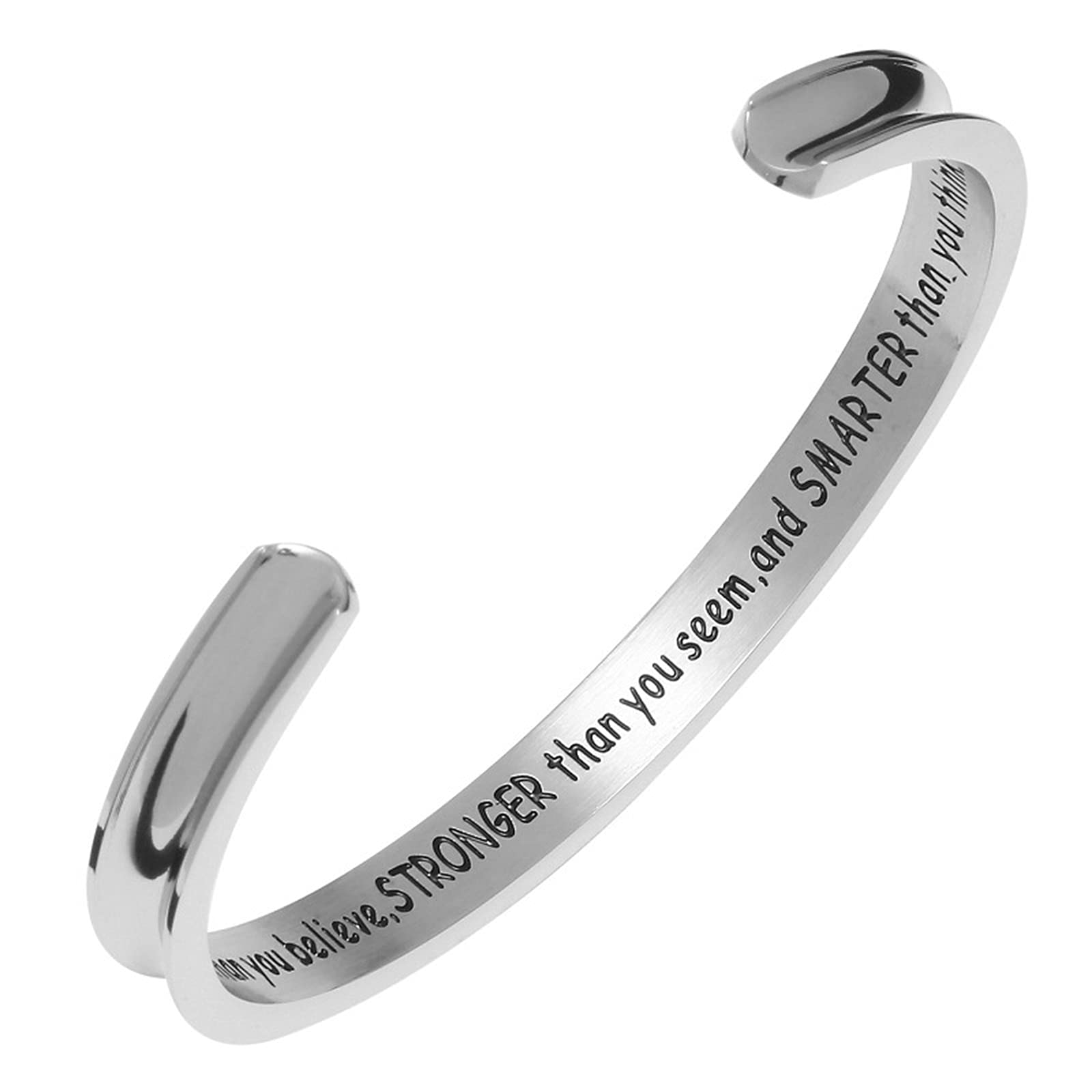 Inspirational Cuff Bracelets for Women - Stainless Steel Motivational Bangle Jewelry - Perfect Gift for Birthday, Graduation, Back to School - Wear Daily for Confidence Boost & Positive Vibes