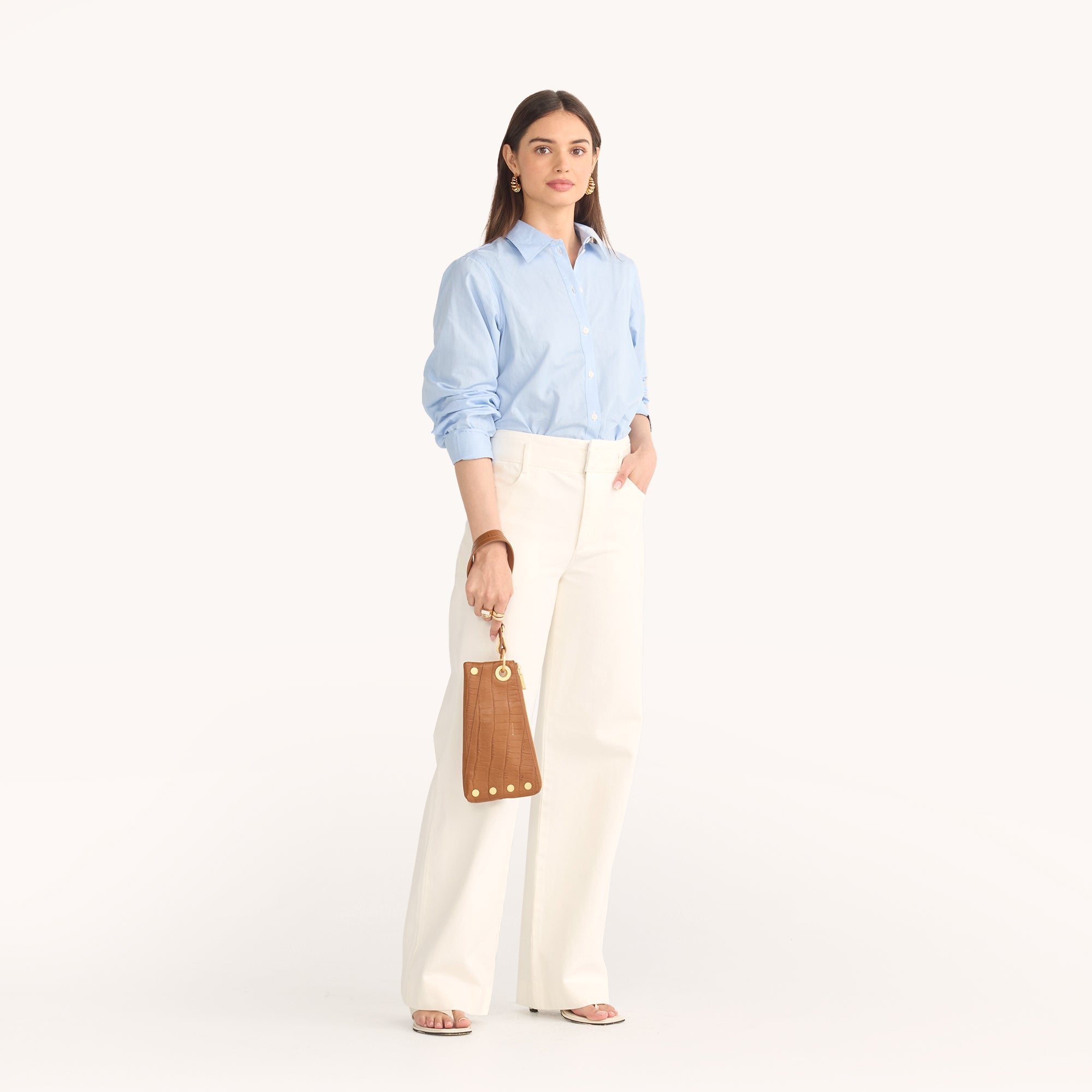 Nash Pochette Handbag - Canyon Crocco & Brushed Gold Leather Crossbody Bag for Women | Perfect for Evening Parties, Date Nights & Special Occasions