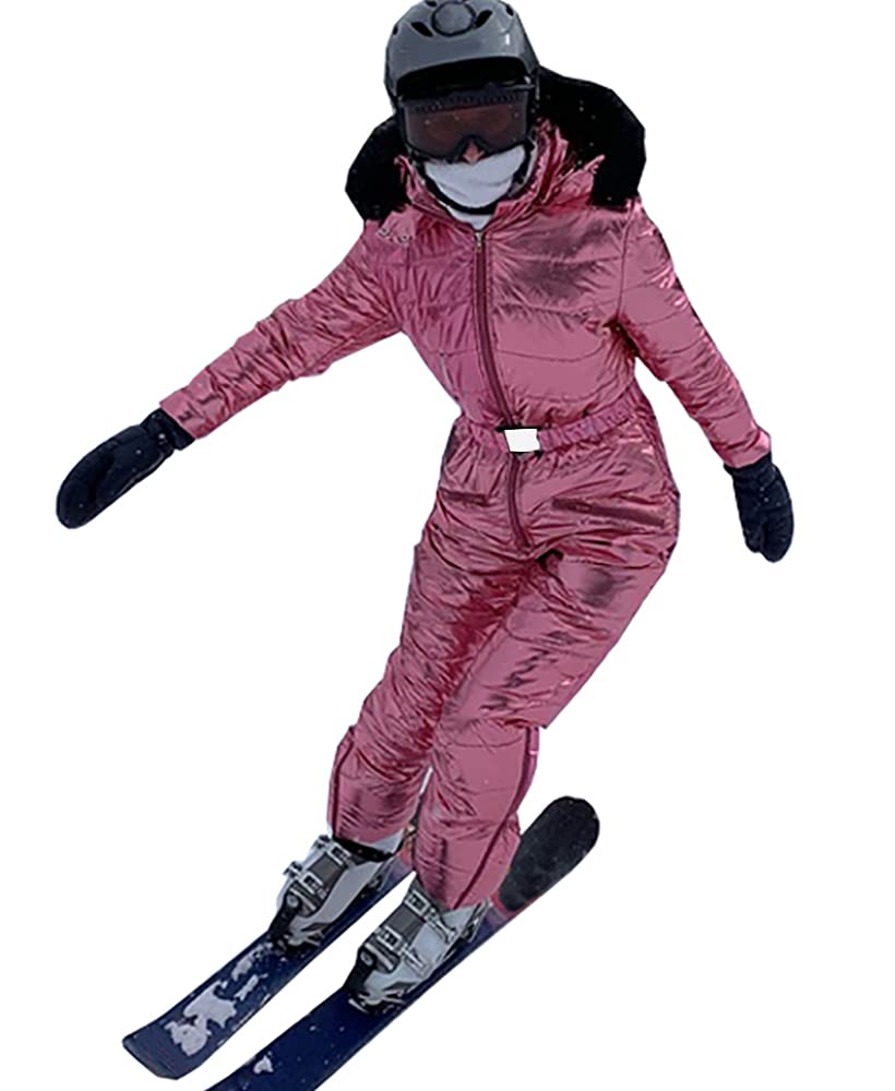 Women's Winter Ski Suit - Fleece-Lined Snow Jumpsuit with Fur Collar | Waterproof Thermal Snowsuit for Skiing, Snowboarding & Outdoor Winter Activities