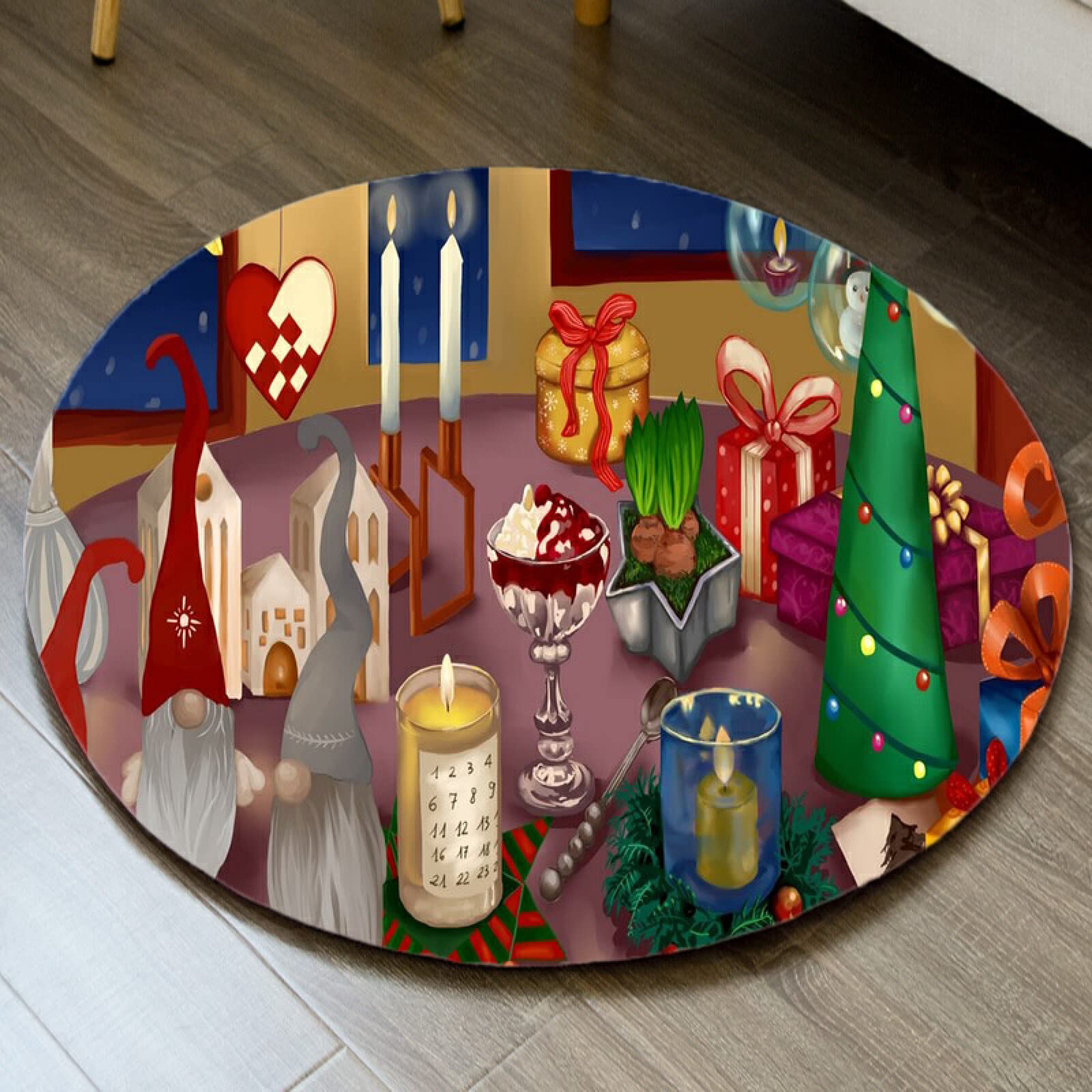 JLDWYKK 3D Round Non-Slip Carpet - Soft Cartoon Bath Mat for Bathroom, Bedroom, Hallway & Door Entrance - Perfect Floor Mat for Kids Crawling, Bedside & Home Decor