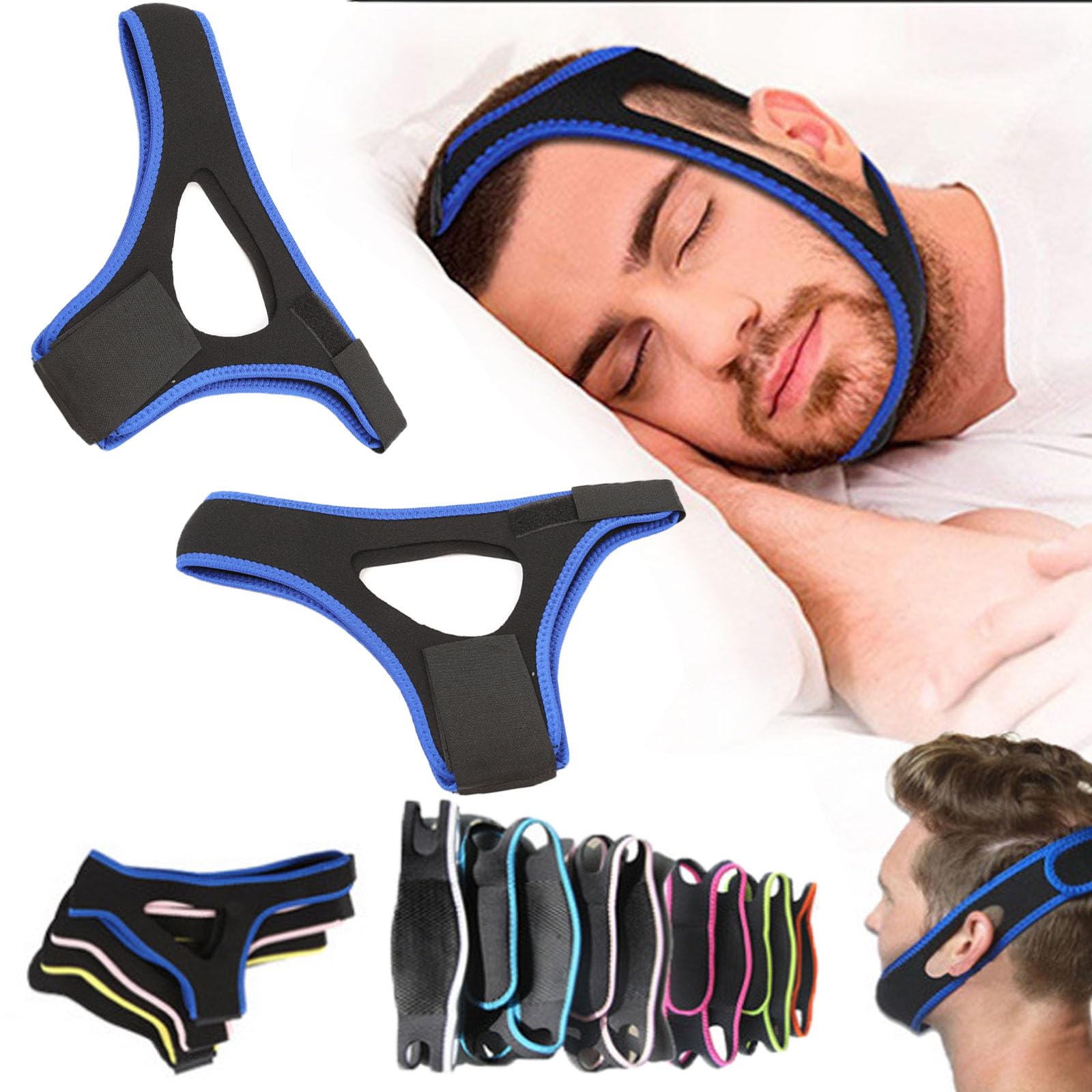 Veralabs Airflow Jaw Strap for Sleep Apnea Relief - 2024 Upgraded Snoring Solution for Men & Women - Comfortable Anti-Snoring Mouthpiece (Blue, 2-Pack) - Perfect for Nighttime Use & Travel