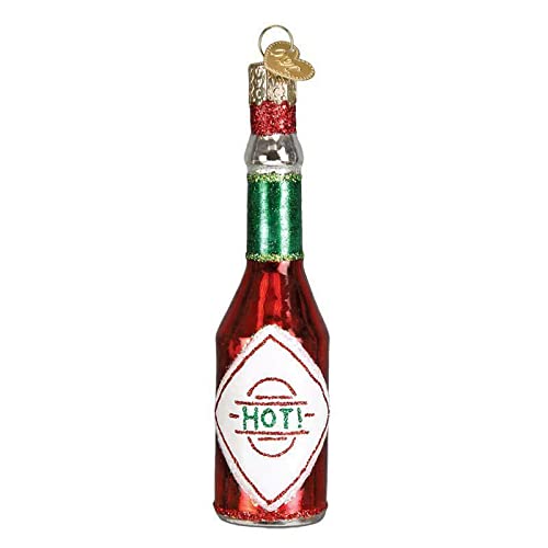 Tabasco Old World Christmas Glass BBQ Ornament 32228 - Hot Sauce Bottle Decor for Home, Garden & Holiday Party Decorations | Perfect for Christmas Tree, Kitchen Decor & BBQ Gifts
