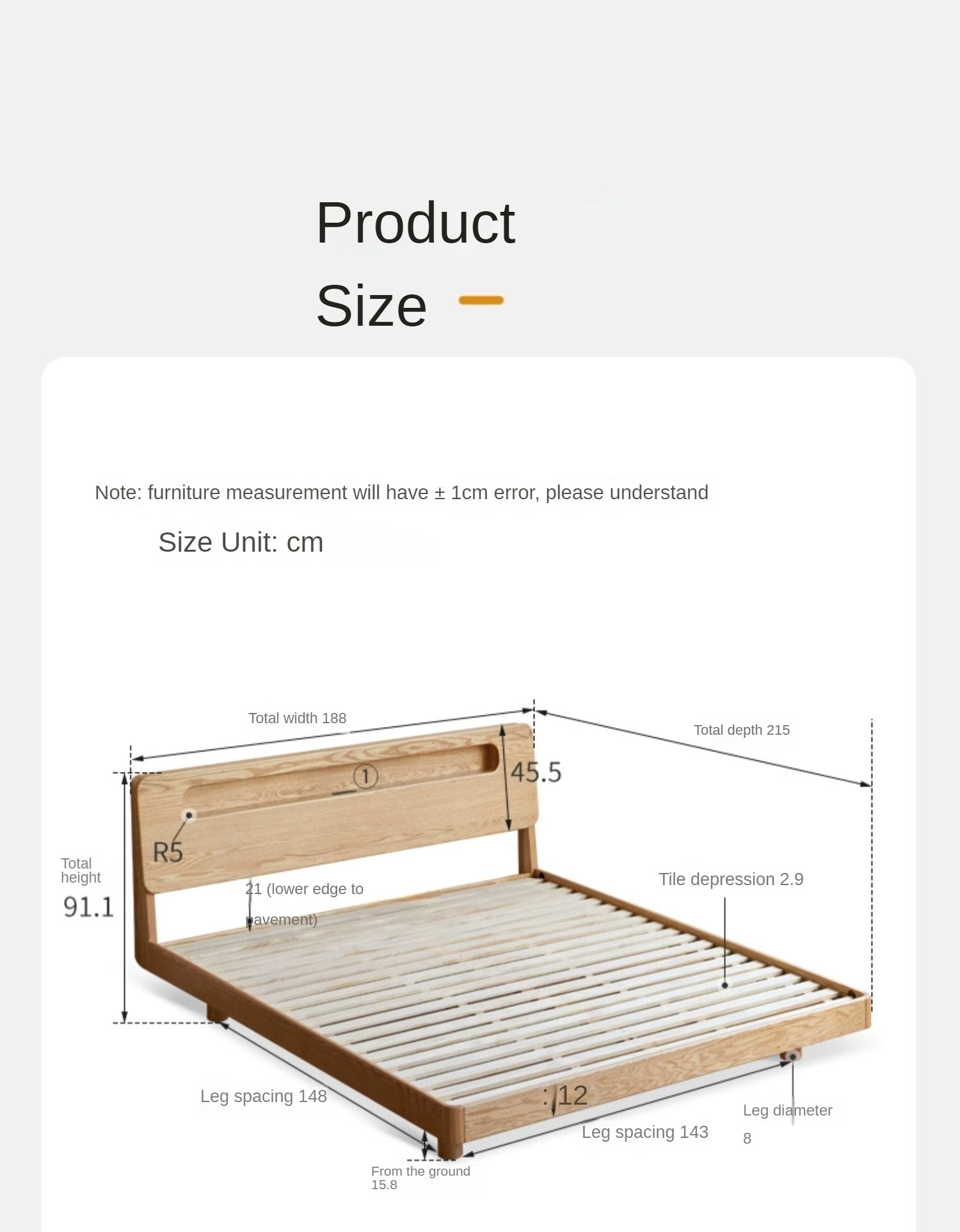 Solid Oak Wood Suspension Luminous Bed - Modern Floating Platform Bed with LED Lighting for Bedroom, Guest Room, or Dorm