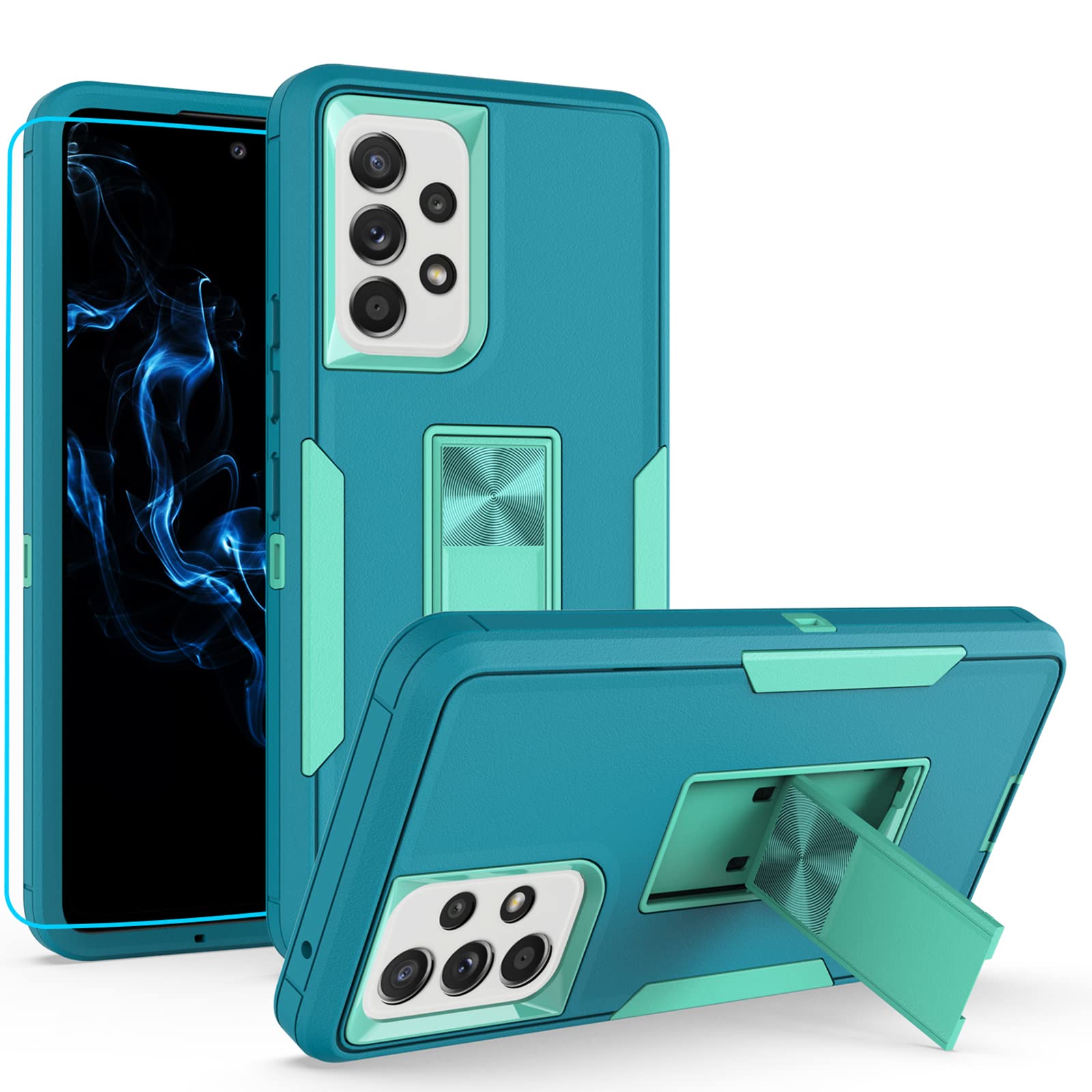 Samsung Galaxy A53 5G Case with Screen Protector - Military Grade Shockproof Phone Cover with Magnetic Ring & Kickstand | Car Mount Compatible | Protective Armor Case for Samsung A53 5G (Sea Green Mint) - Perfect for Outdoor, Travel & Daily Use